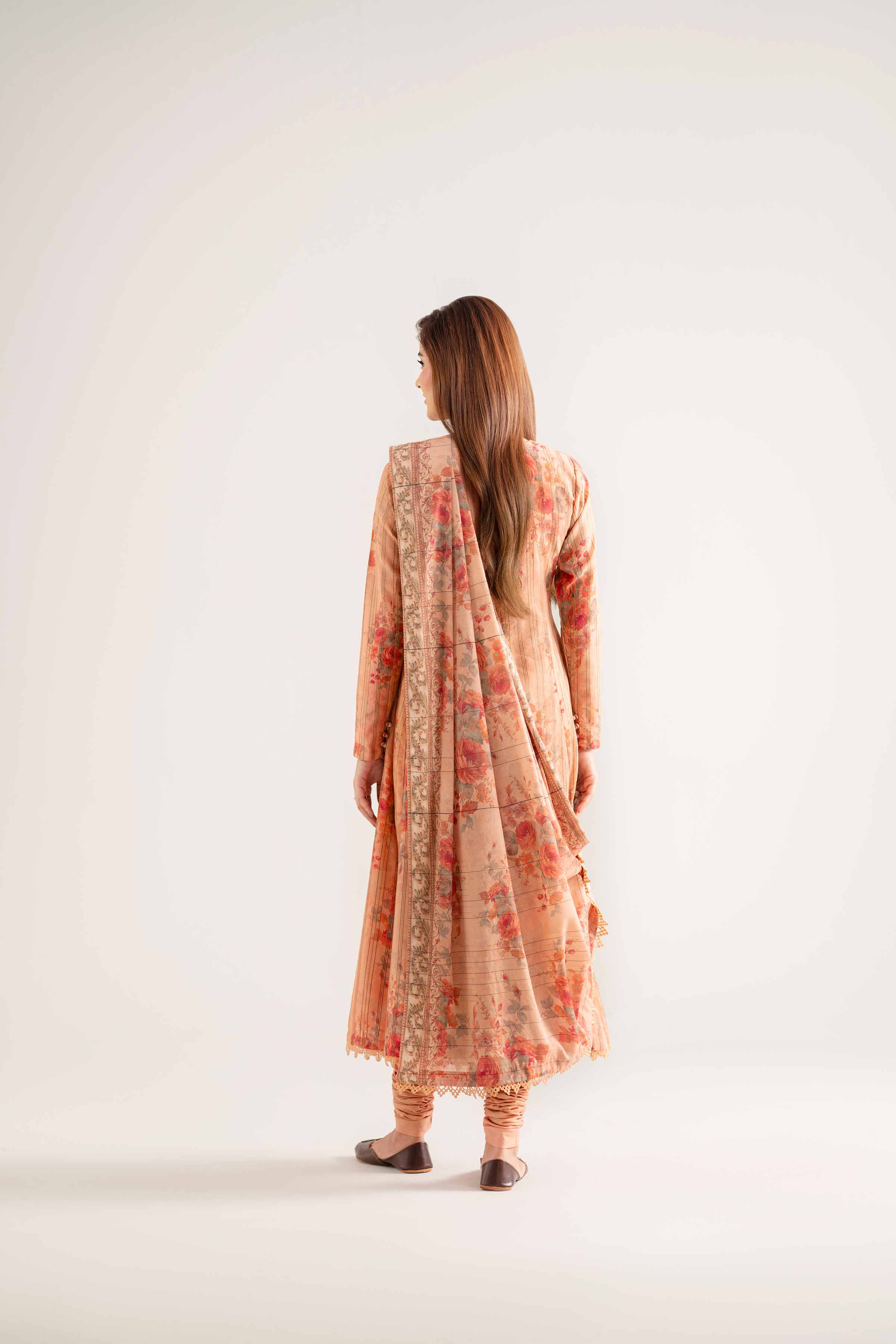 NISHATUAE - Peach Embroidered Lawn 3-piece Unstitched Suit