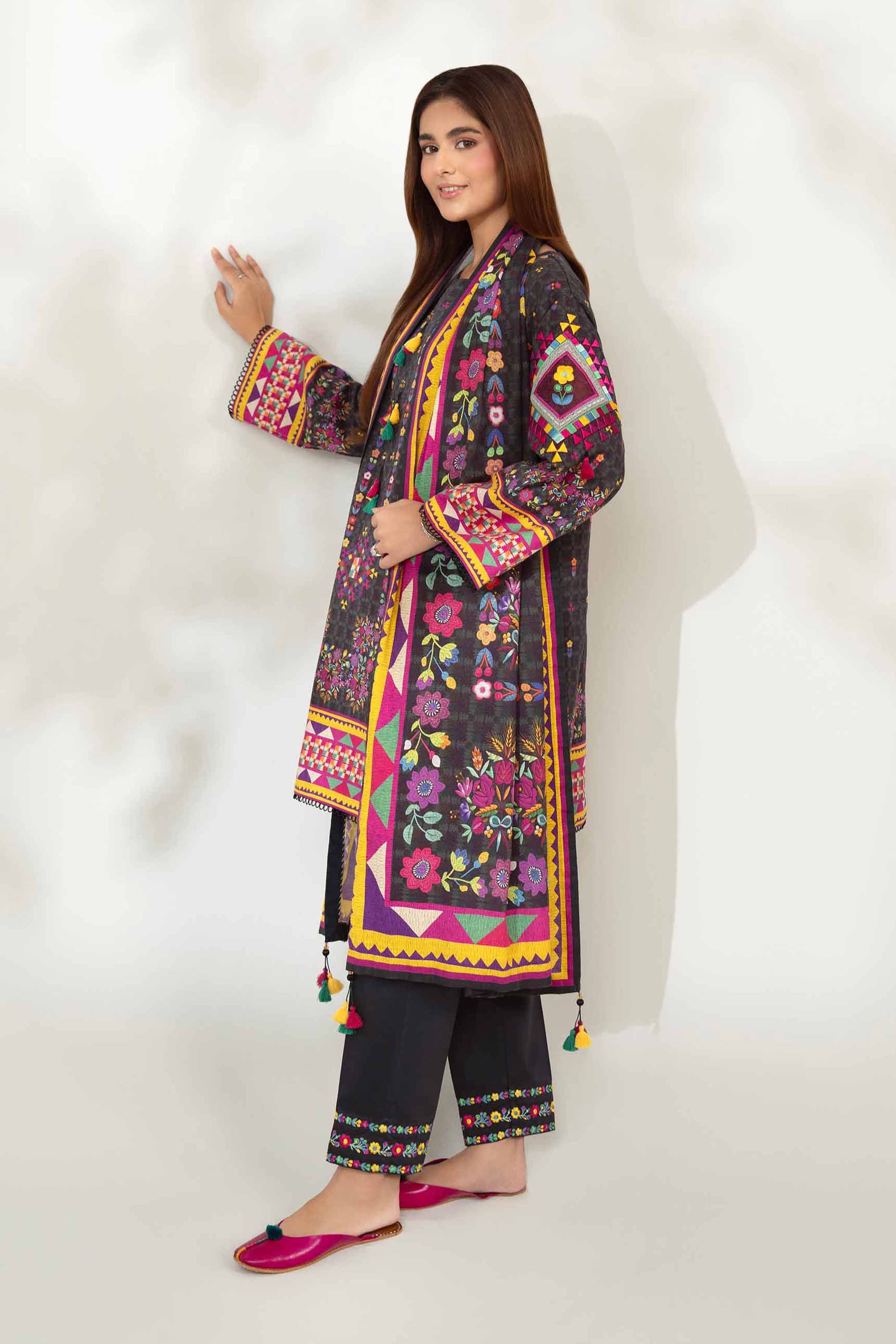 NISHATUAE - Multi Embroidered Jacquard 3-piece Unstitched Suit
