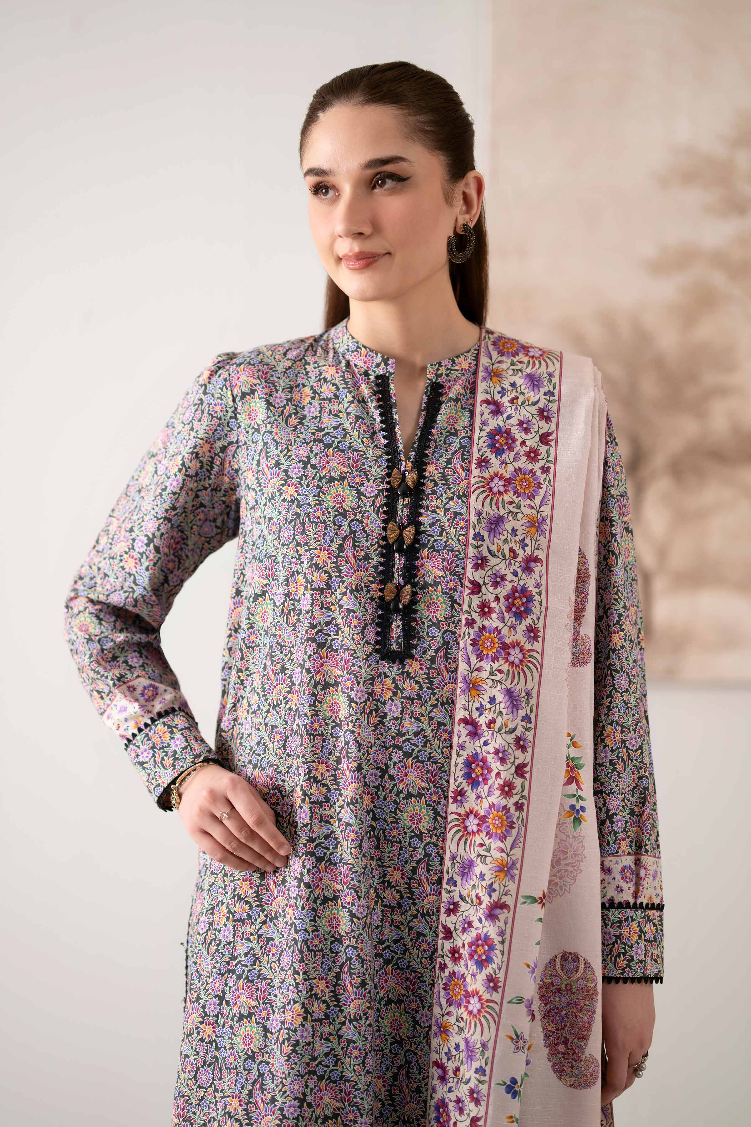 NISHATUAE - Multi Embroidered Jacquard 3-piece Unstitched Suit