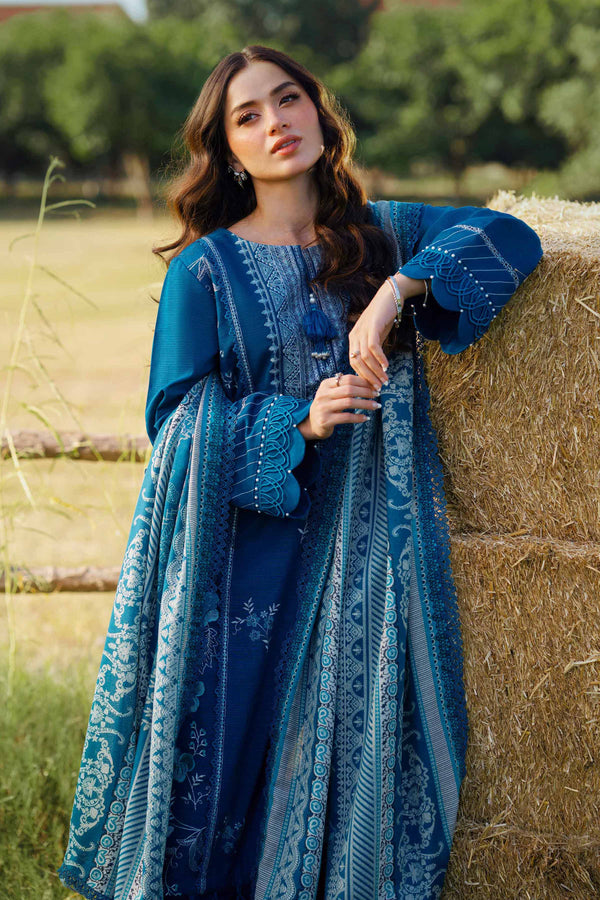 NishatUAE - Blue Embroidered Khaddar 3-piece Suit
