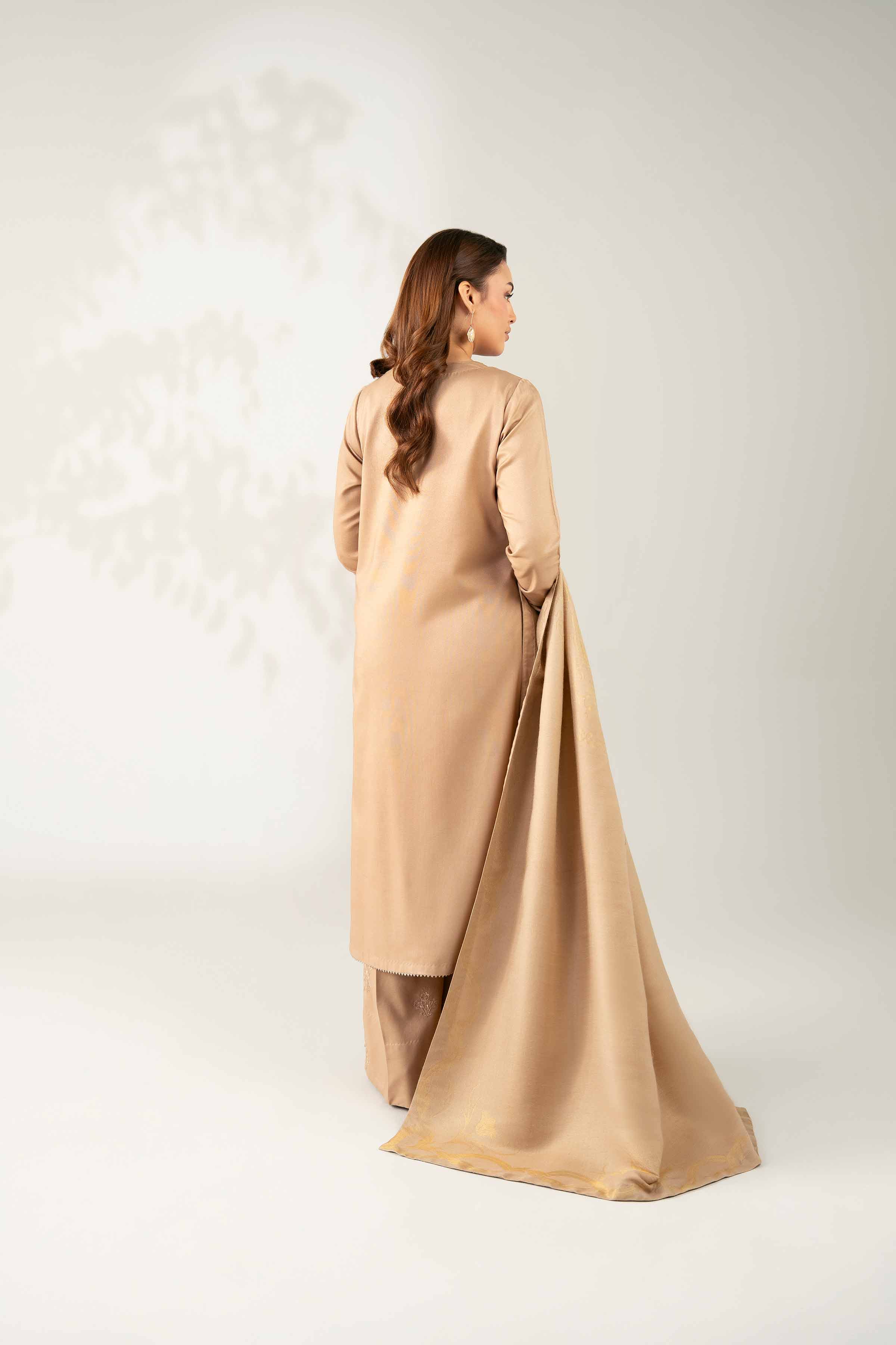 NISHATUAE - Beige Embroidered Moon Light 3-piece Unstitched Suit
