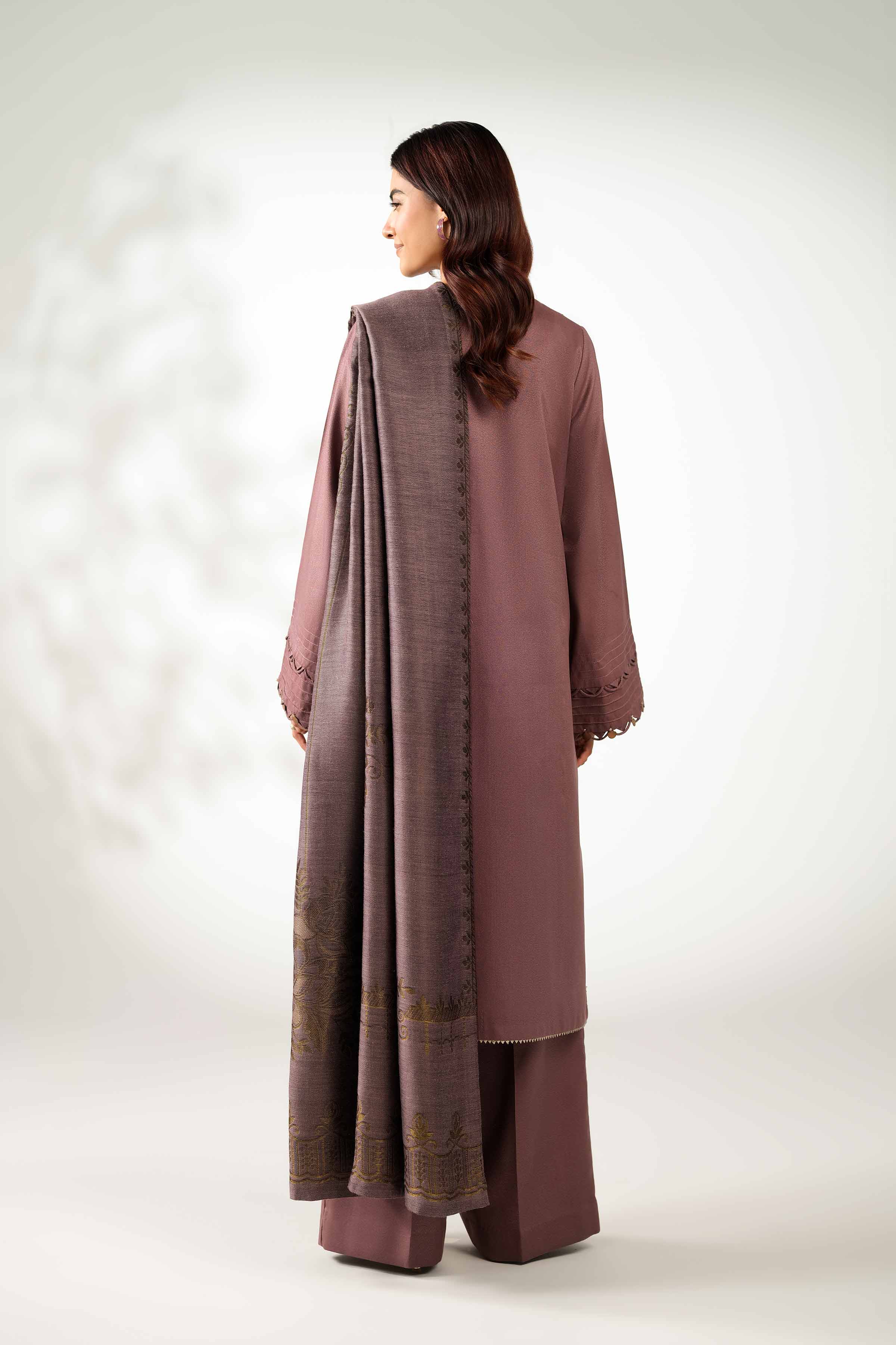 NISHATUAE - Purple Embroidered Moon Light 3-piece Unstitched Suit