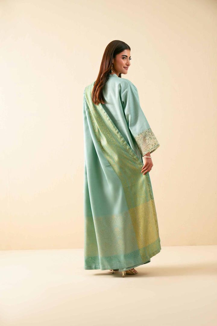 NISHATUAE - Green Embroidered Khaddar 3-piece Unstitched Suit