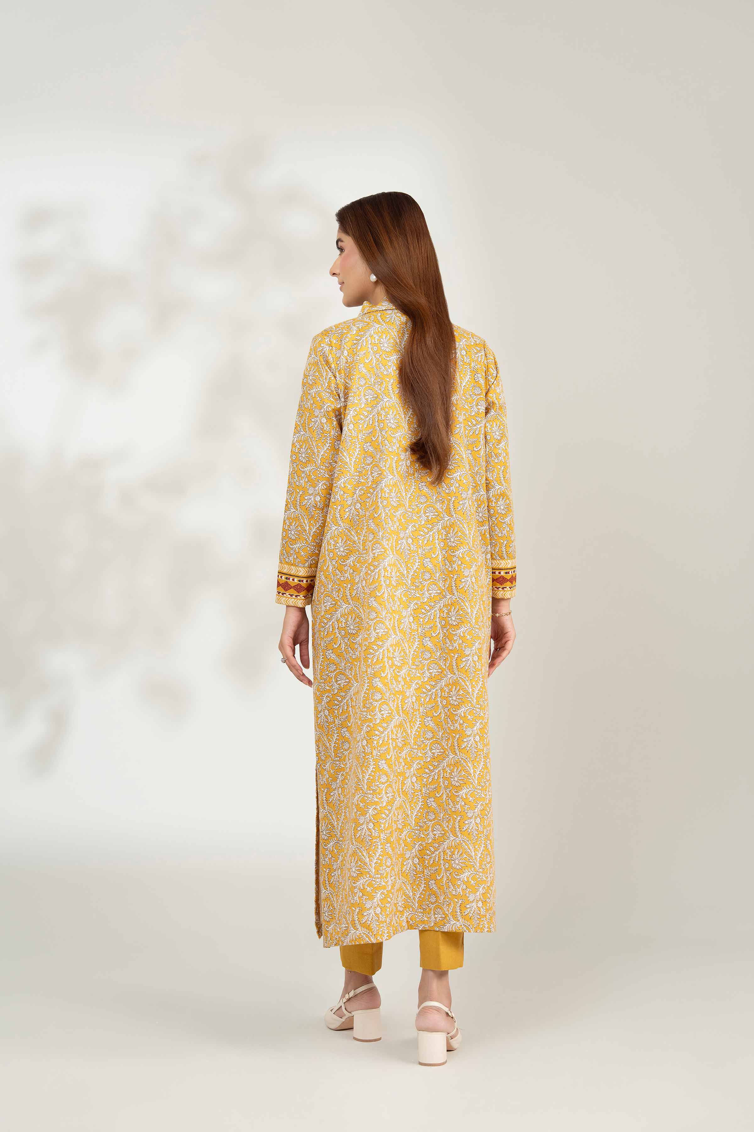 NISHATUAE - Mustard Printed Karandi 2-piece Unstitched Dress