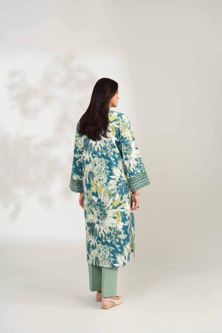 NISHATUAE - Teal & Mint Printed Karandi 2-piece Unstitched Dress