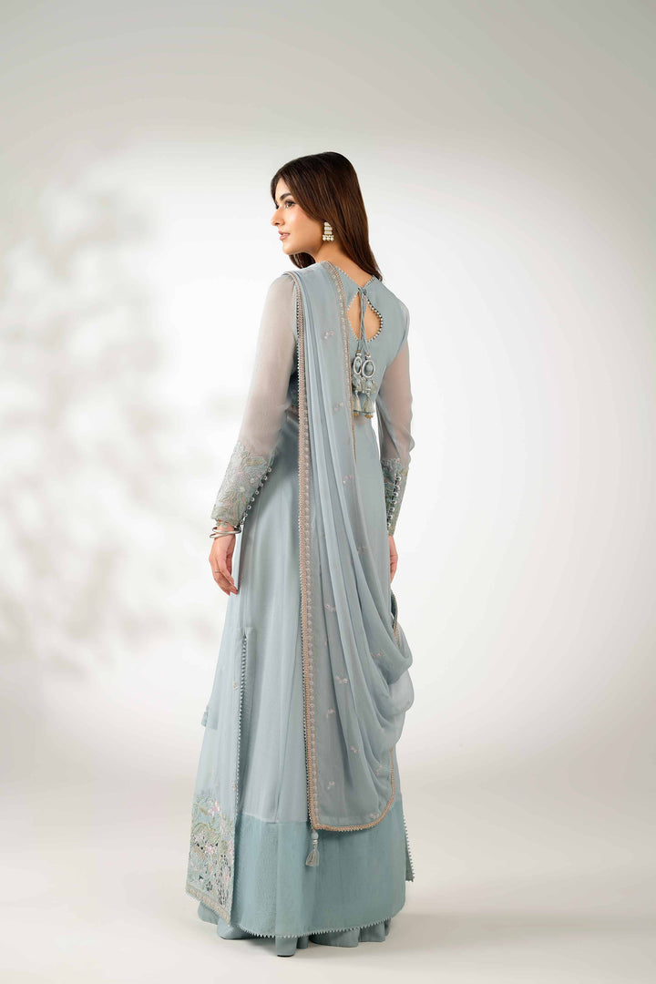 NISHATUAE - Aqua Embroidered Chiffon 3-piece Unstitched Suit