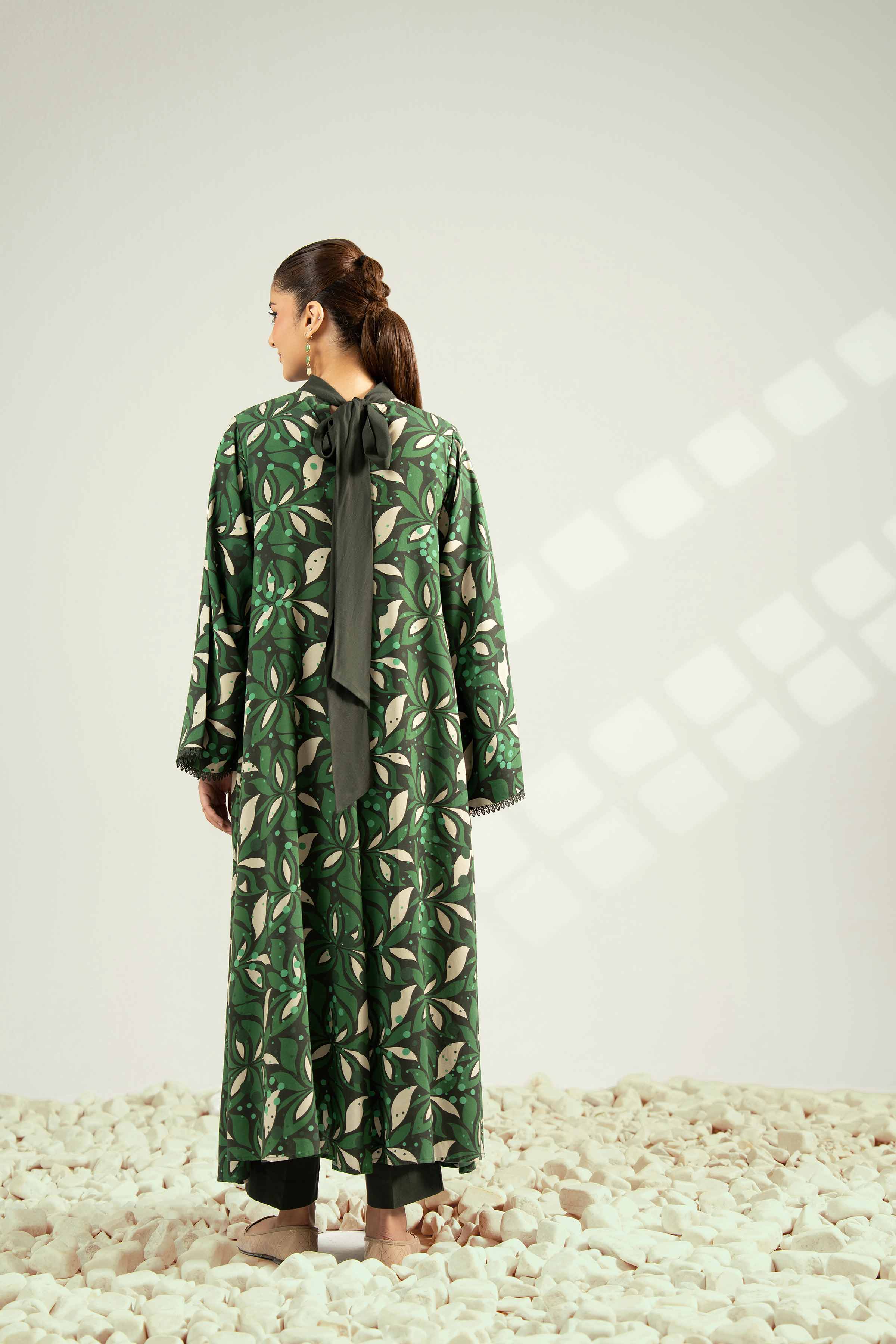 NISHATUAE - Green Printed Linen 2-piece Unstitched Dress