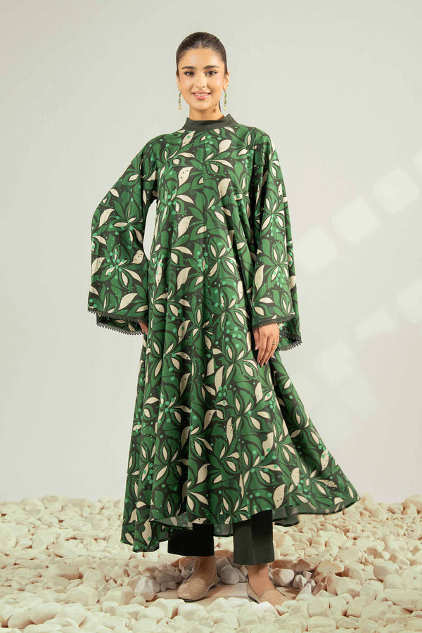 NISHATUAE - Green Printed Linen 2-piece Unstitched Dress