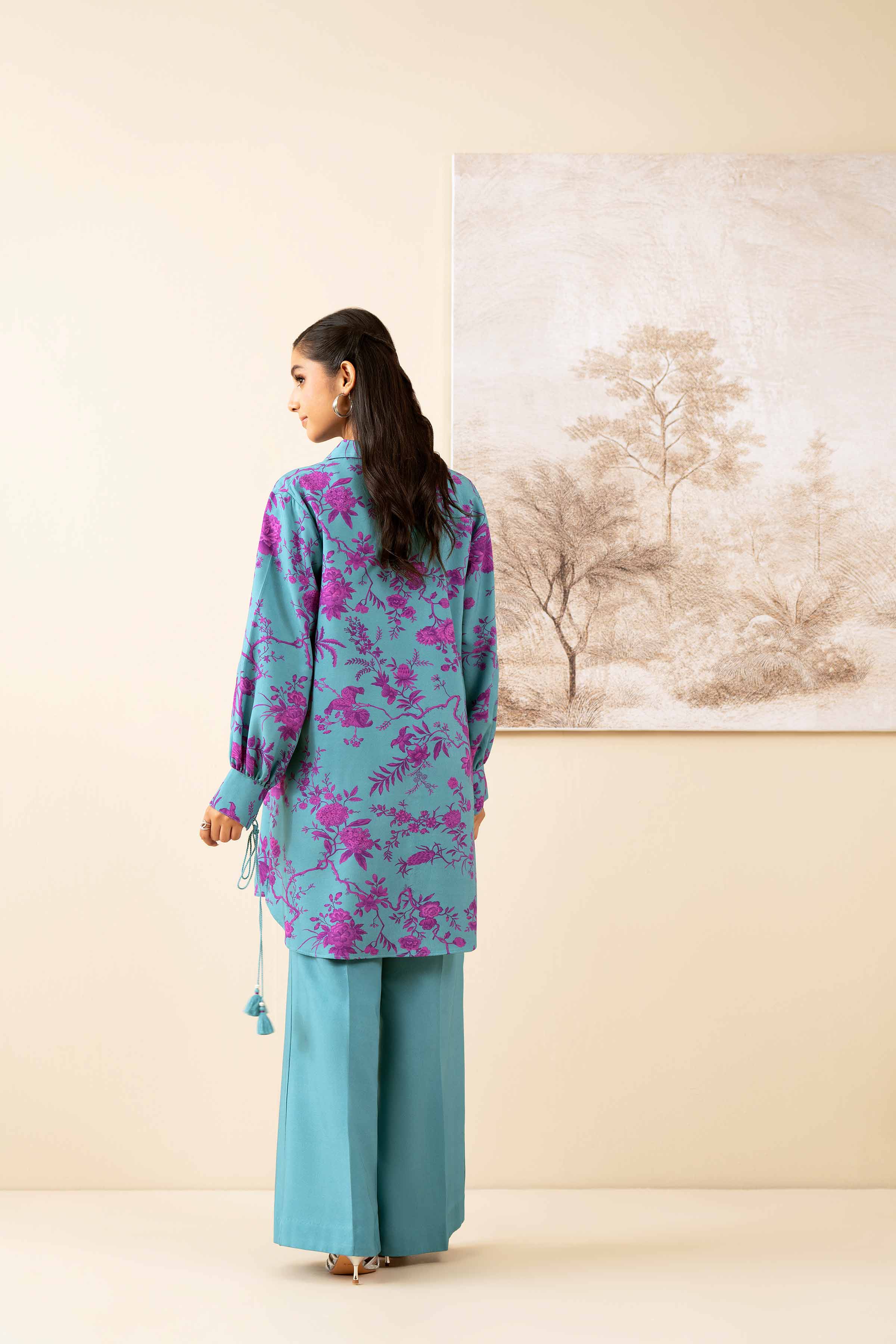 NISHATUAE - Green Printed Linen 2-piece Unstitched Dress