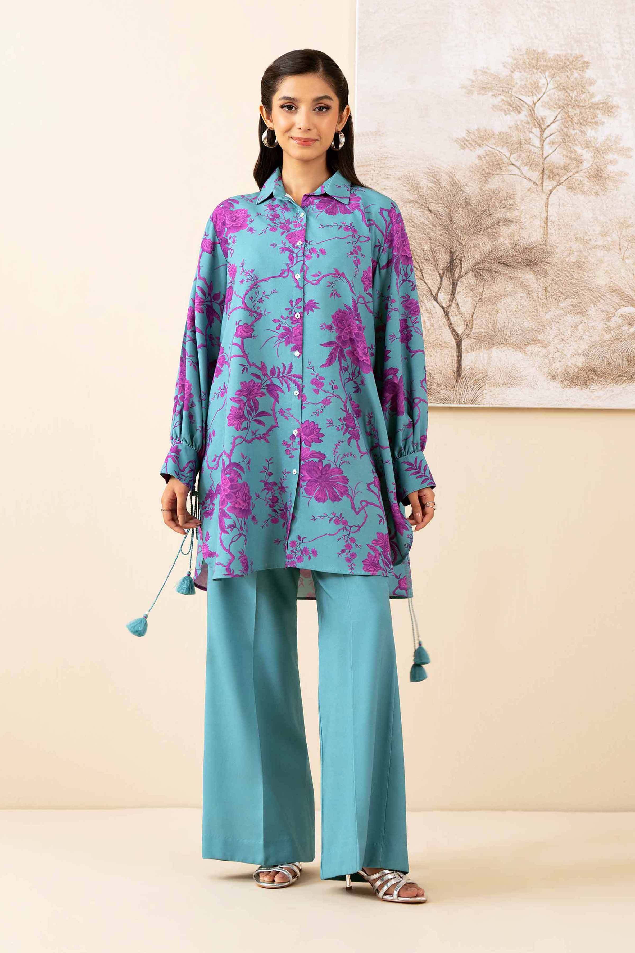 NISHATUAE - Green Printed Linen 2-piece Unstitched Dress