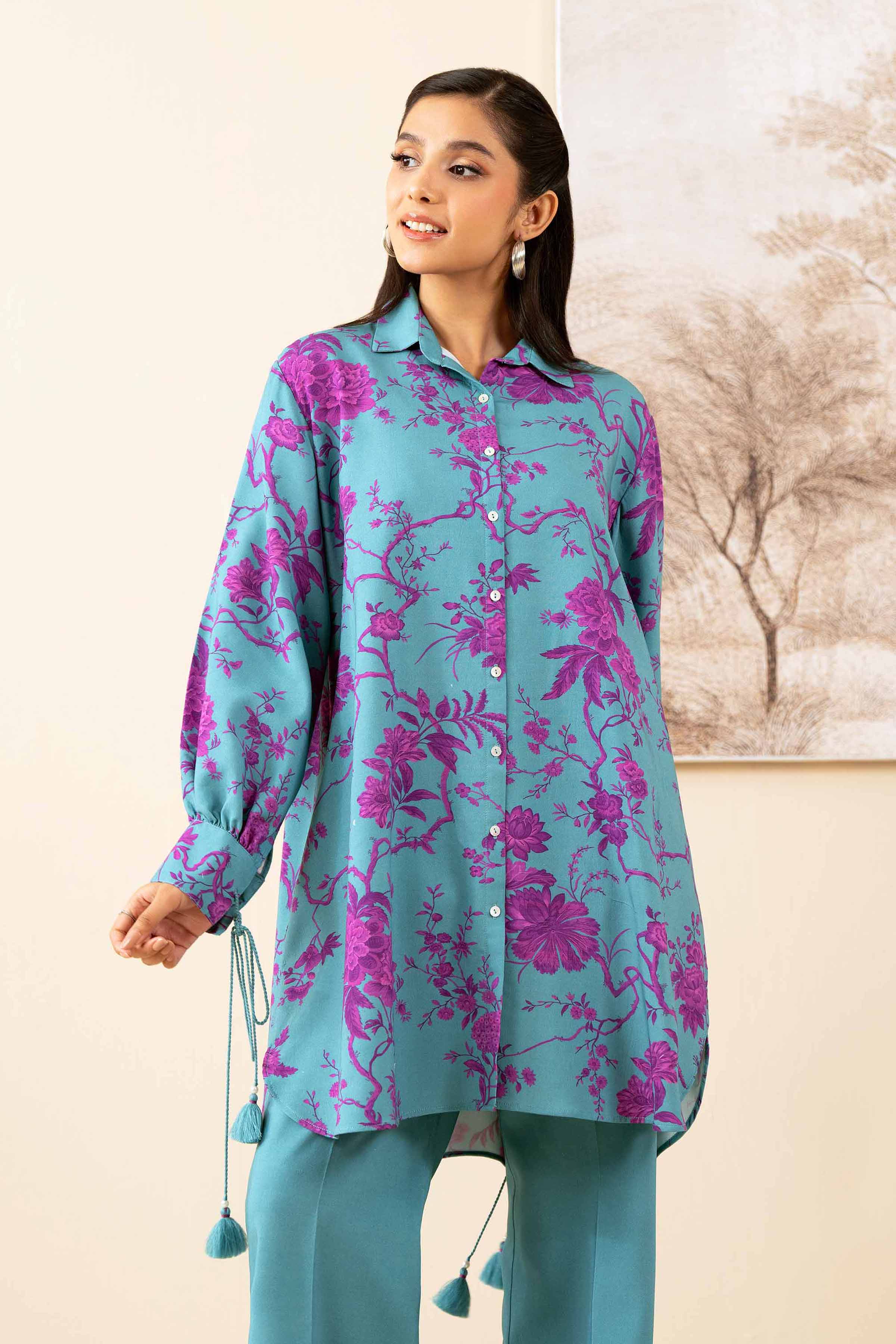 NISHATUAE - Green Printed Linen 2-piece Unstitched Dress