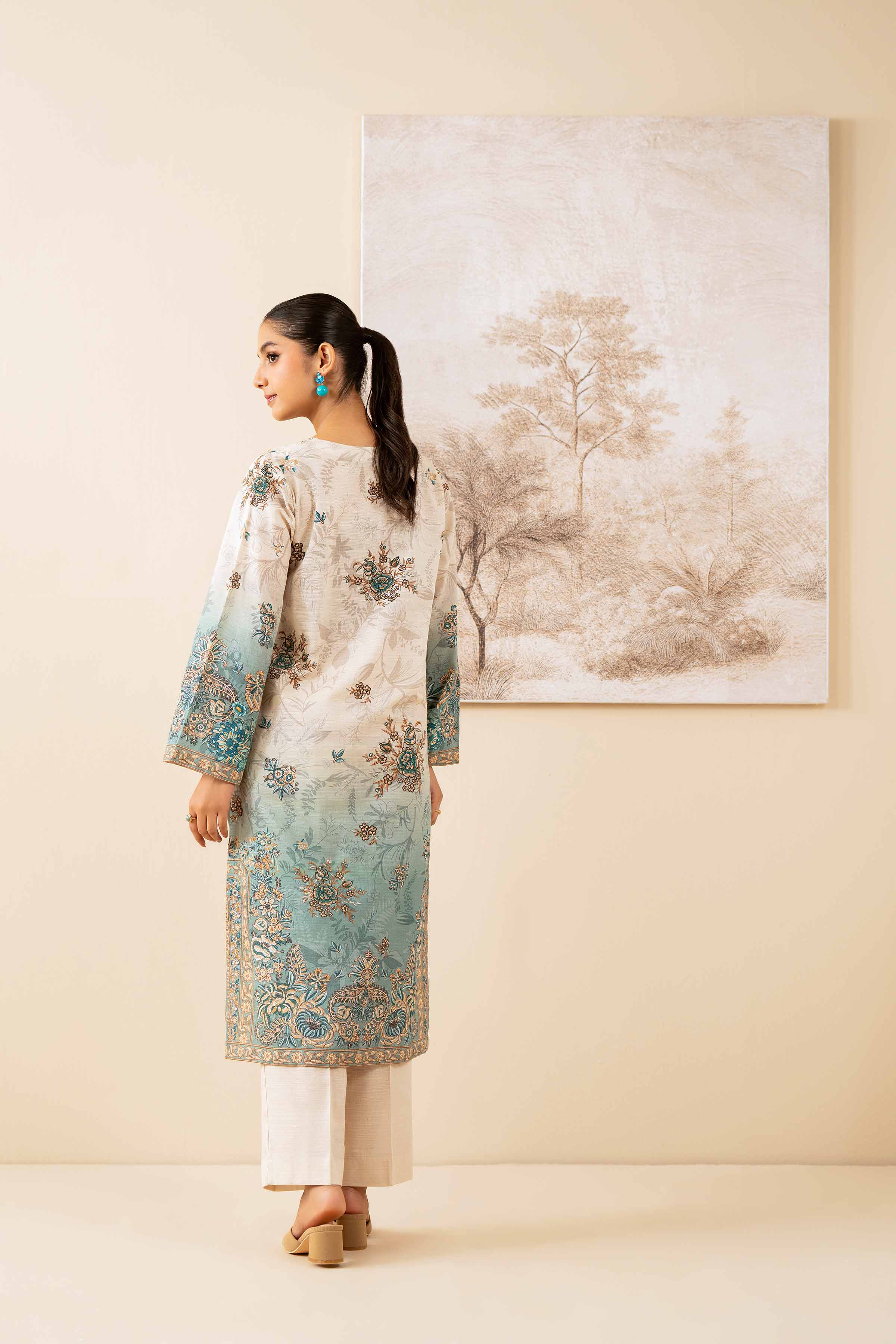 NISHATUAE - Cream Printed Khaddar 2-piece Unstitched Dress