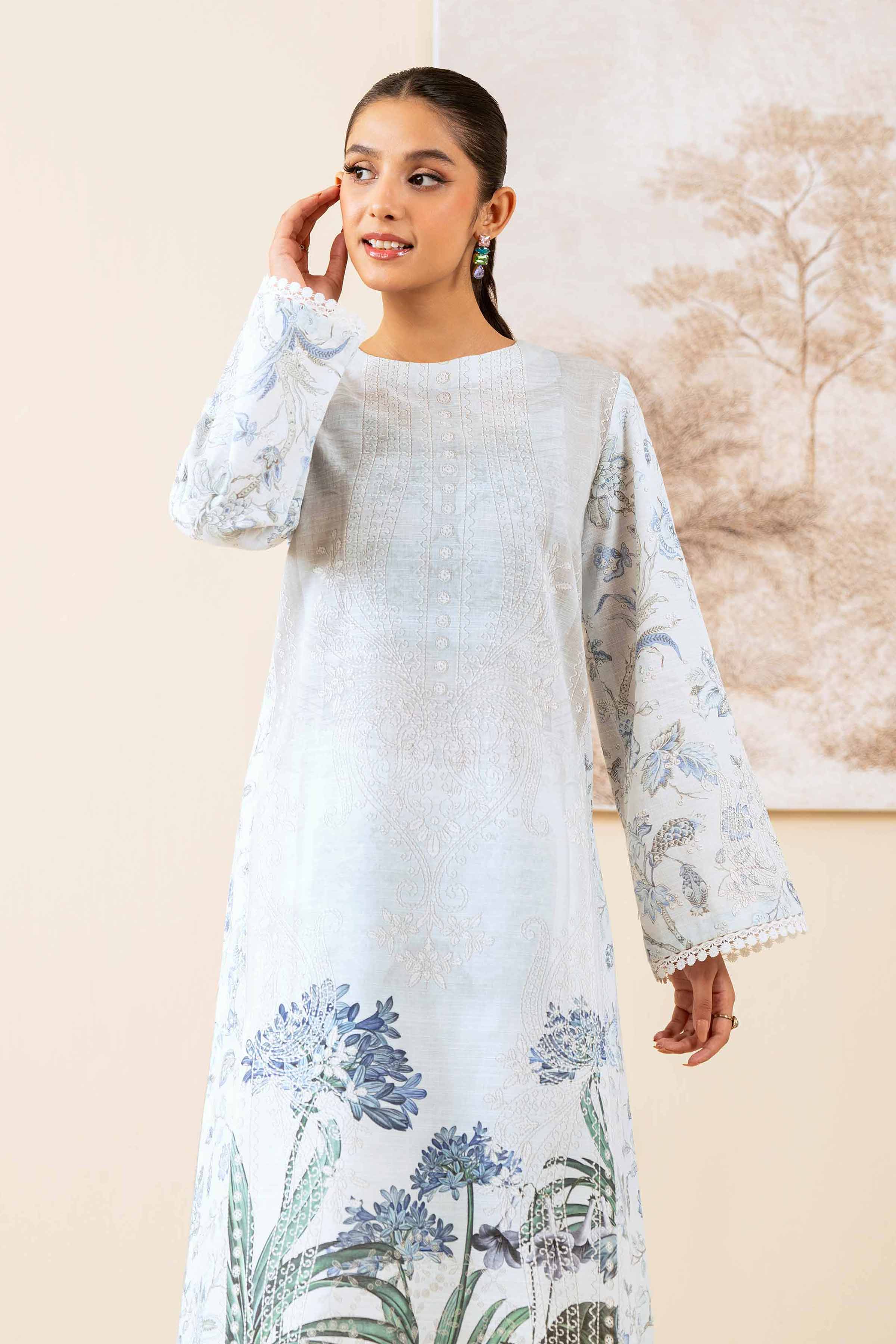 NISHATUAE - Light Pastel Printed Khaddar 2-piece Unstitched Dress