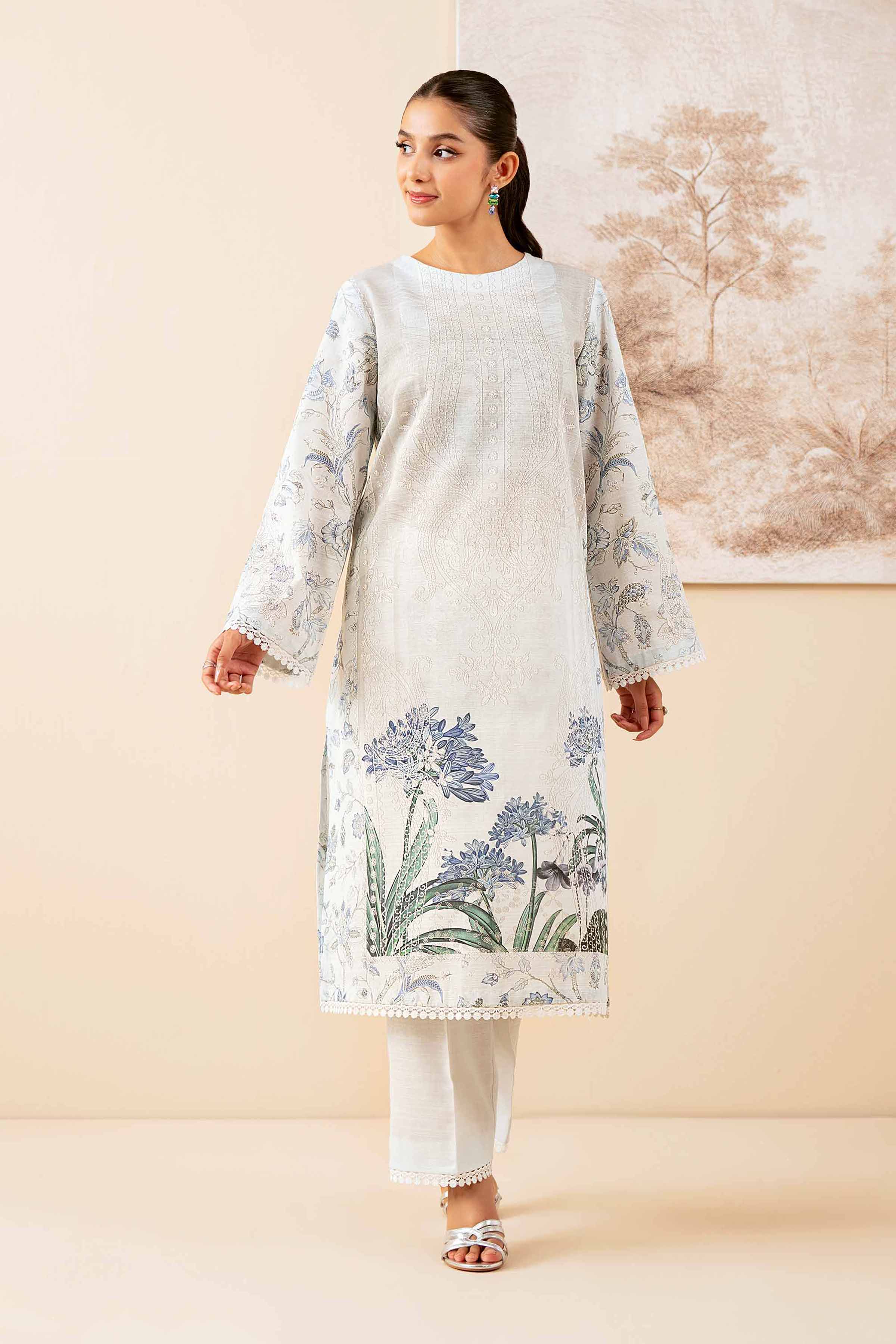 NISHATUAE - Light Pastel Printed Khaddar 2-piece Unstitched Dress