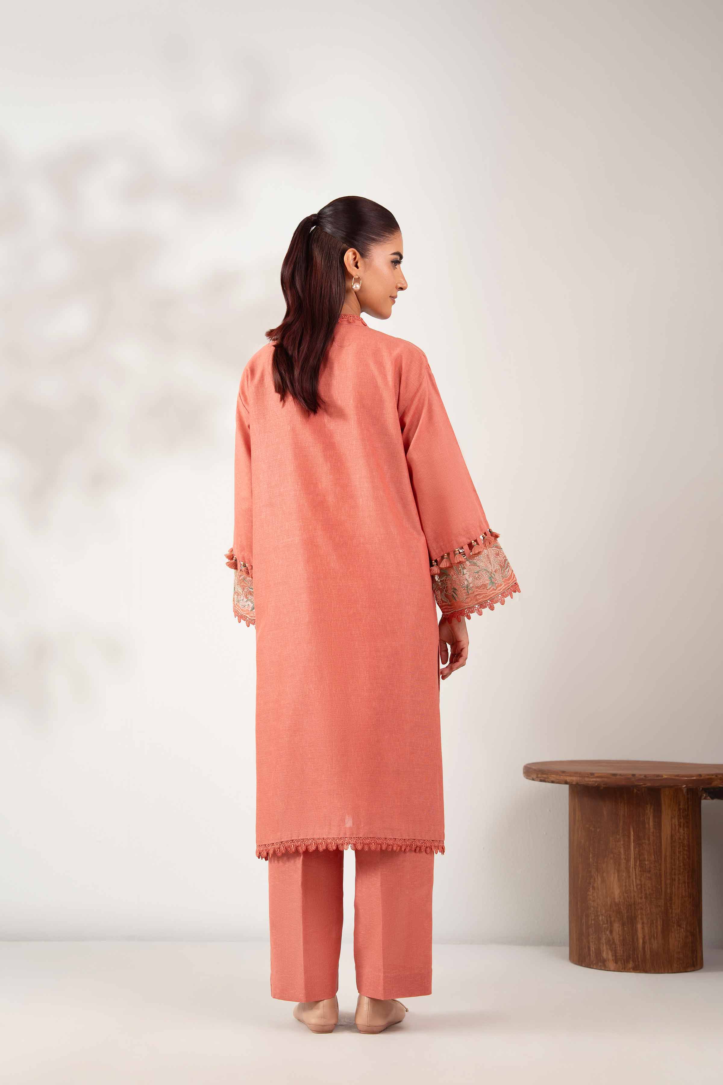 NISHATUAE - Coral Embroidered Karandi 2-piece Unstitched Dress