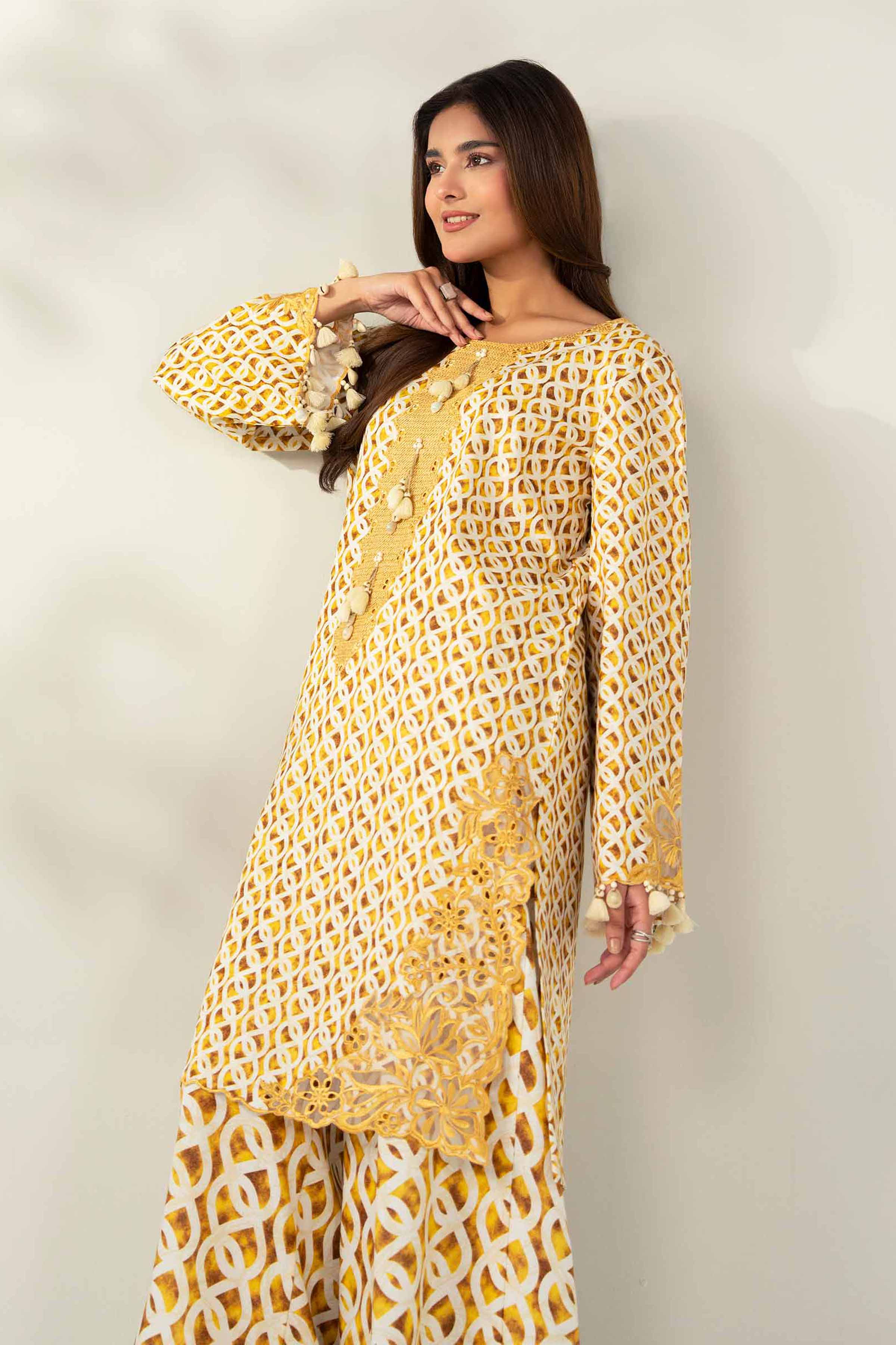 NISHATUAE - Gold Embroidered Karandi 2-piece Unstitched Dress