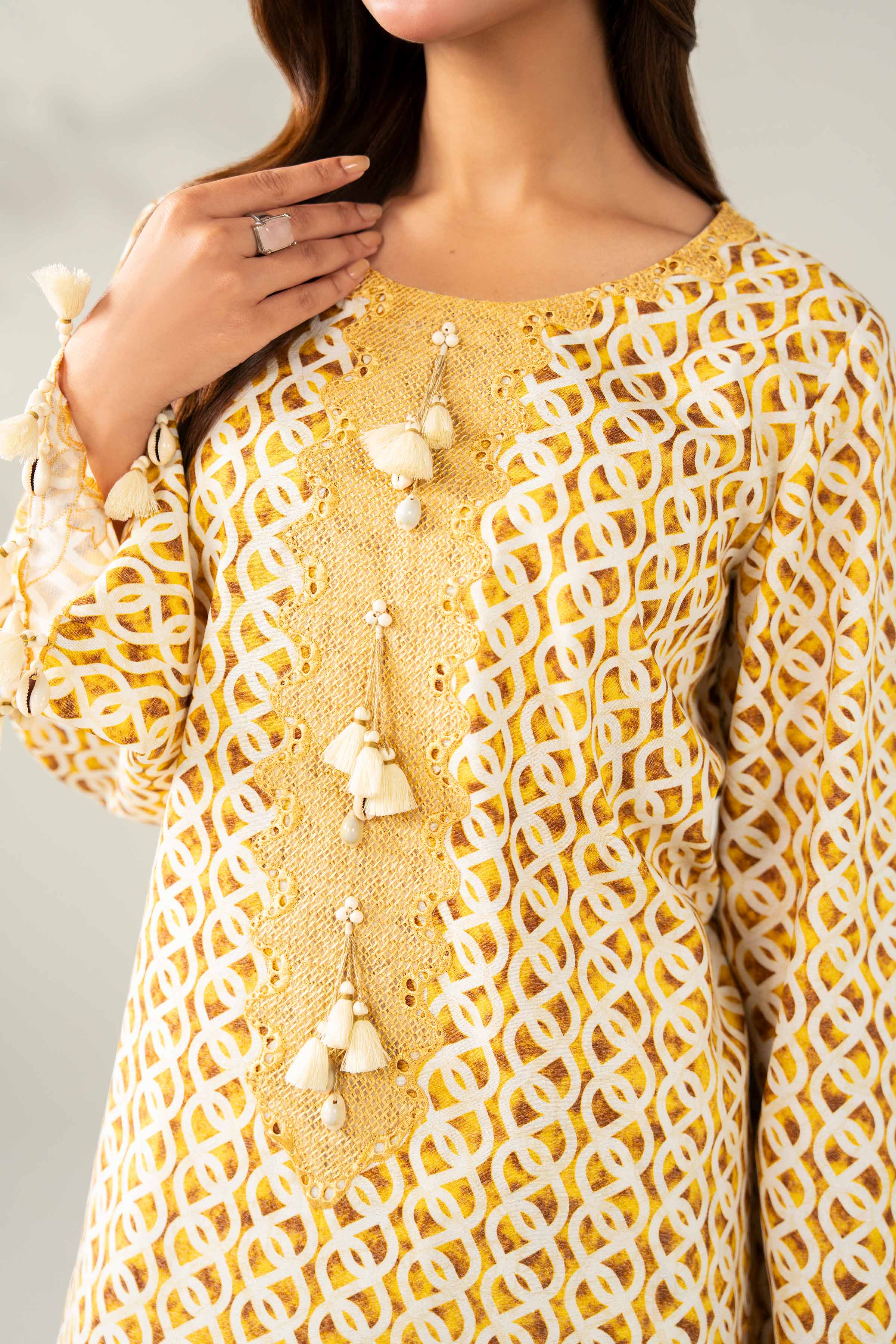 NISHATUAE - Gold Embroidered Karandi 2-piece Unstitched Dress