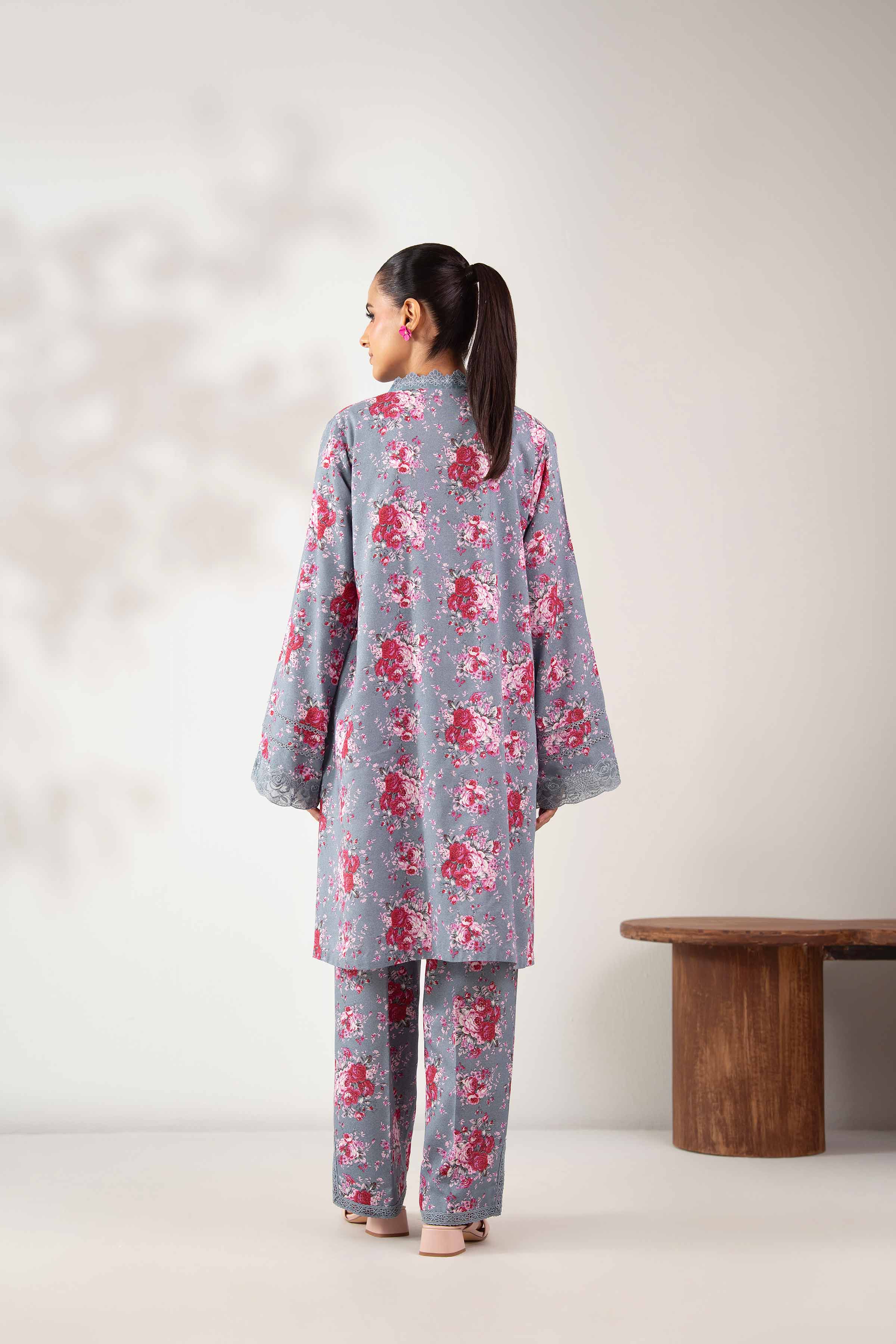 NISHATUAE - Teal Embroidered Karandi 2-piece Unstitched Dress