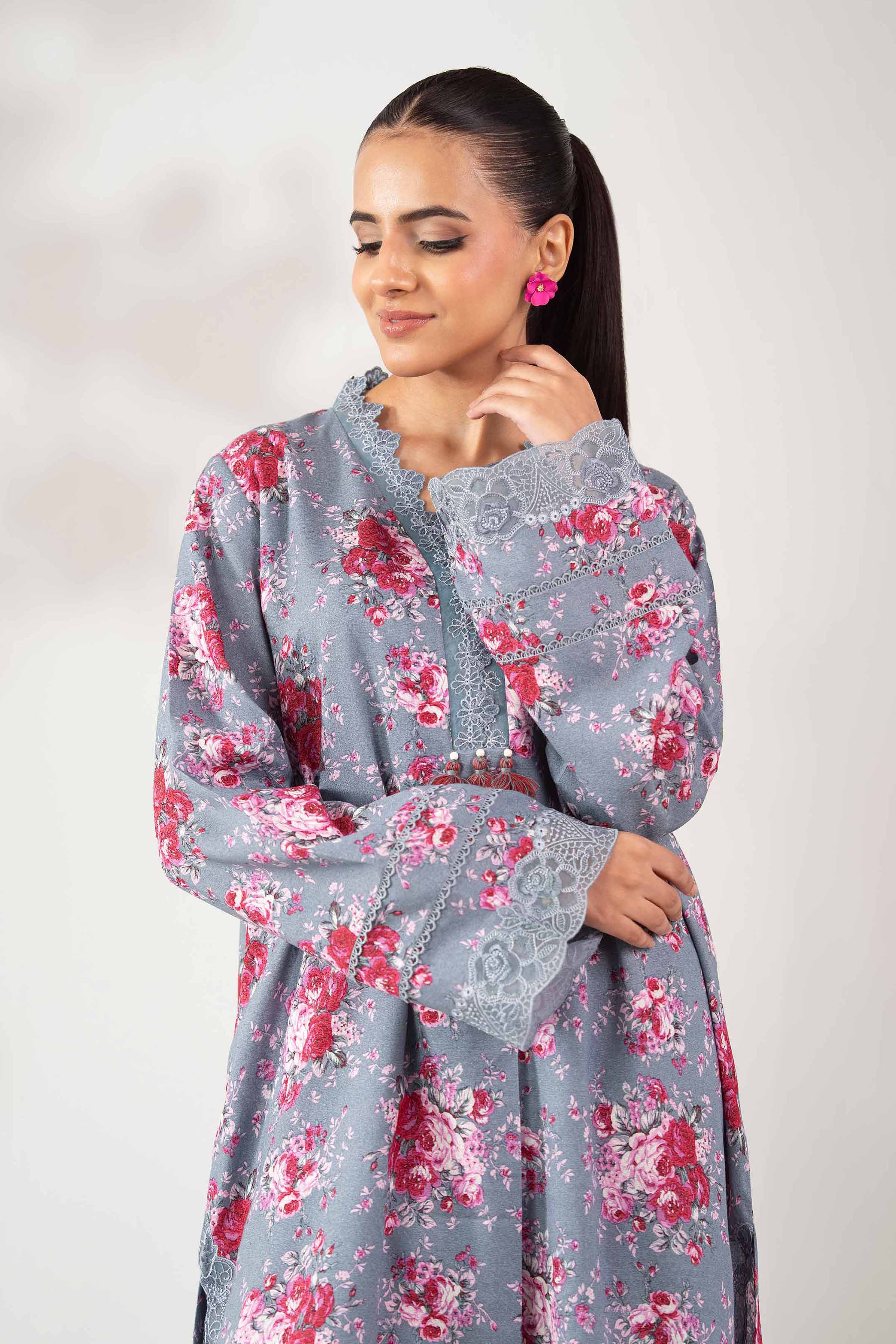 NISHATUAE - Teal Embroidered Karandi 2-piece Unstitched Dress