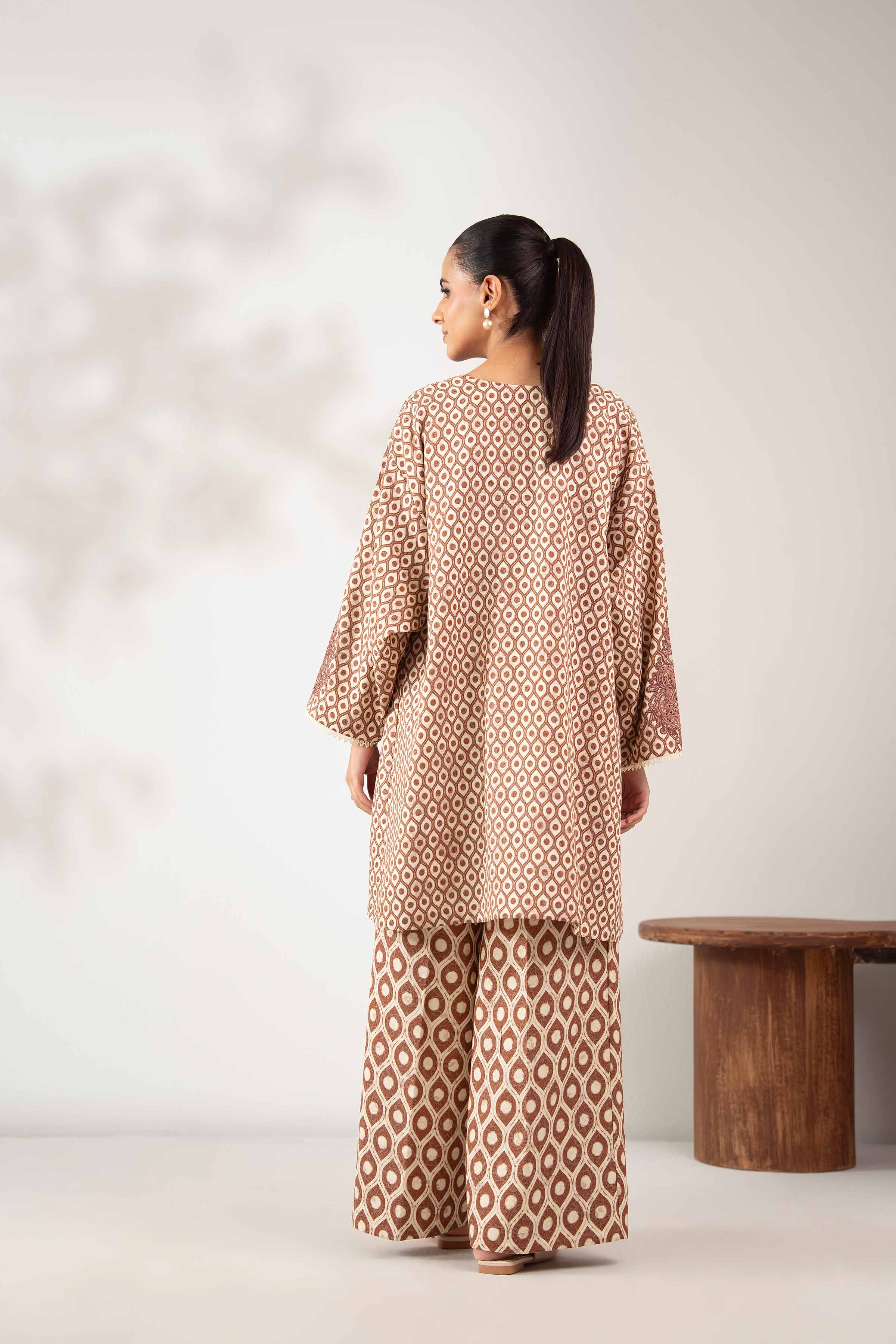 NISHATUAE - Brown Embroidered Karandi 2-piece Unstitched Dress