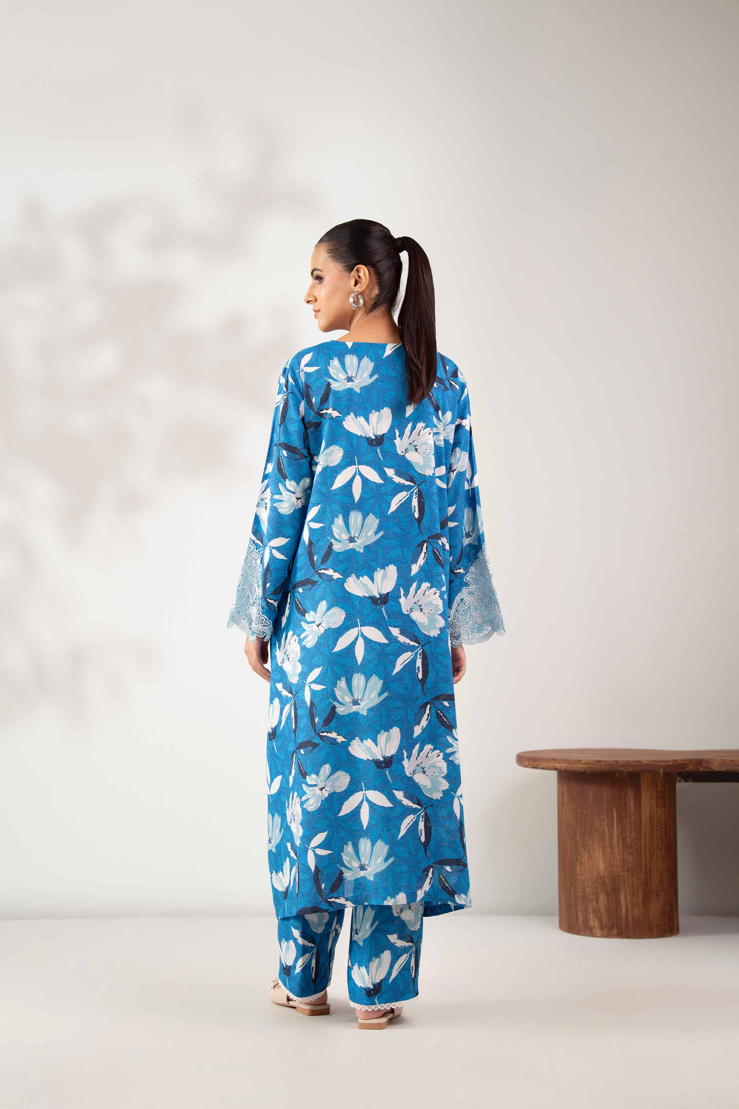 NISHATUAE - Blue Embroidered Karandi 2-piece Unstitched Dress