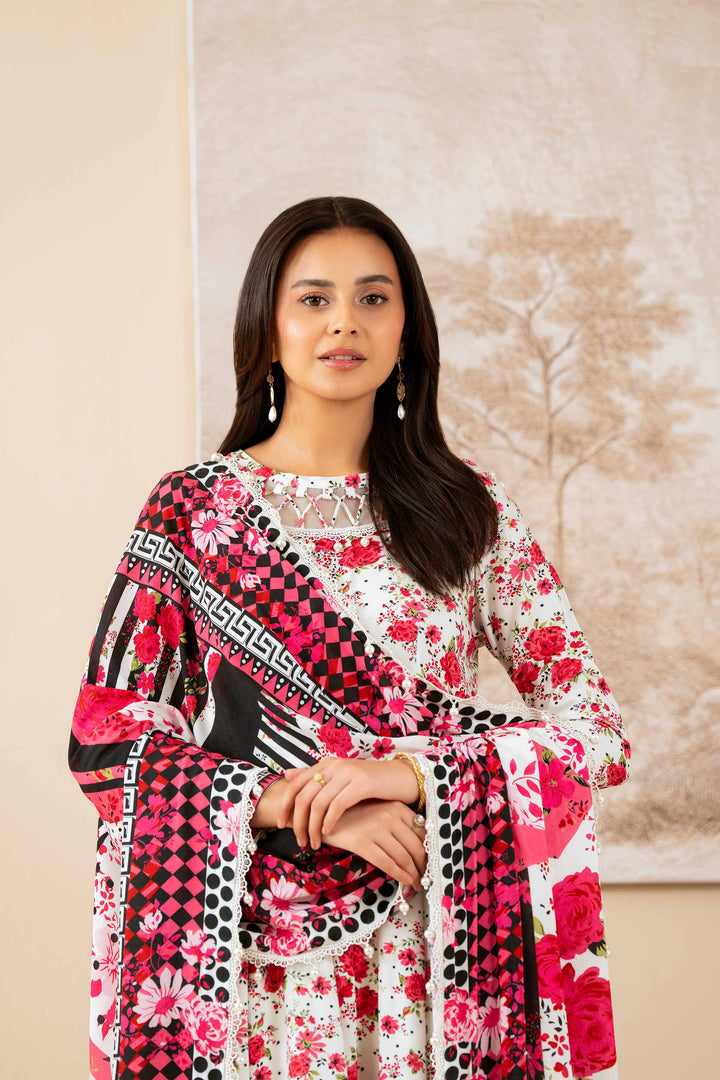 NISHATUAE - Multi Printed Linen 3-piece Unstitched Suit