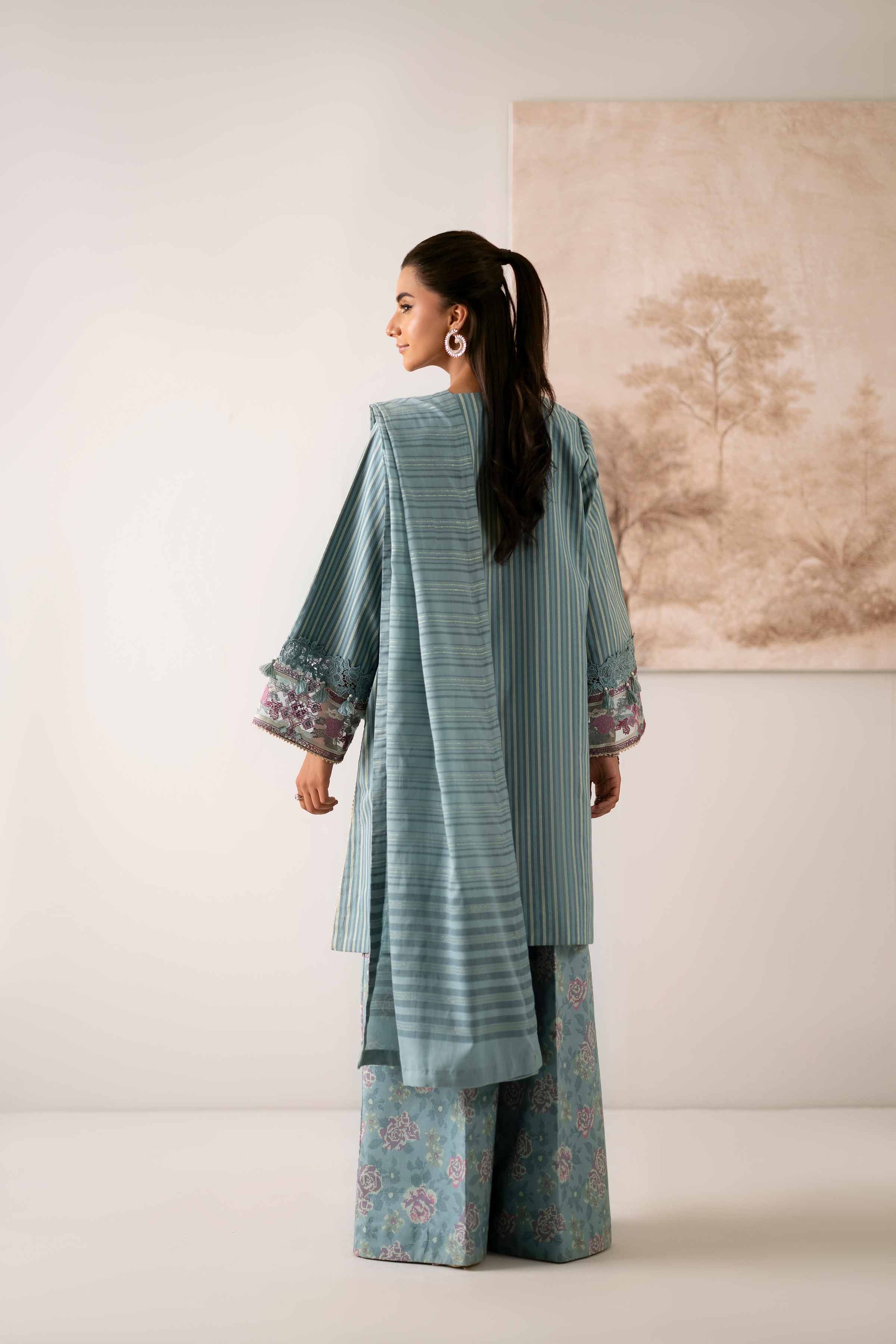 NISHATUAE - Teal Embroidered Cambric 3-piece Unstitched Suit