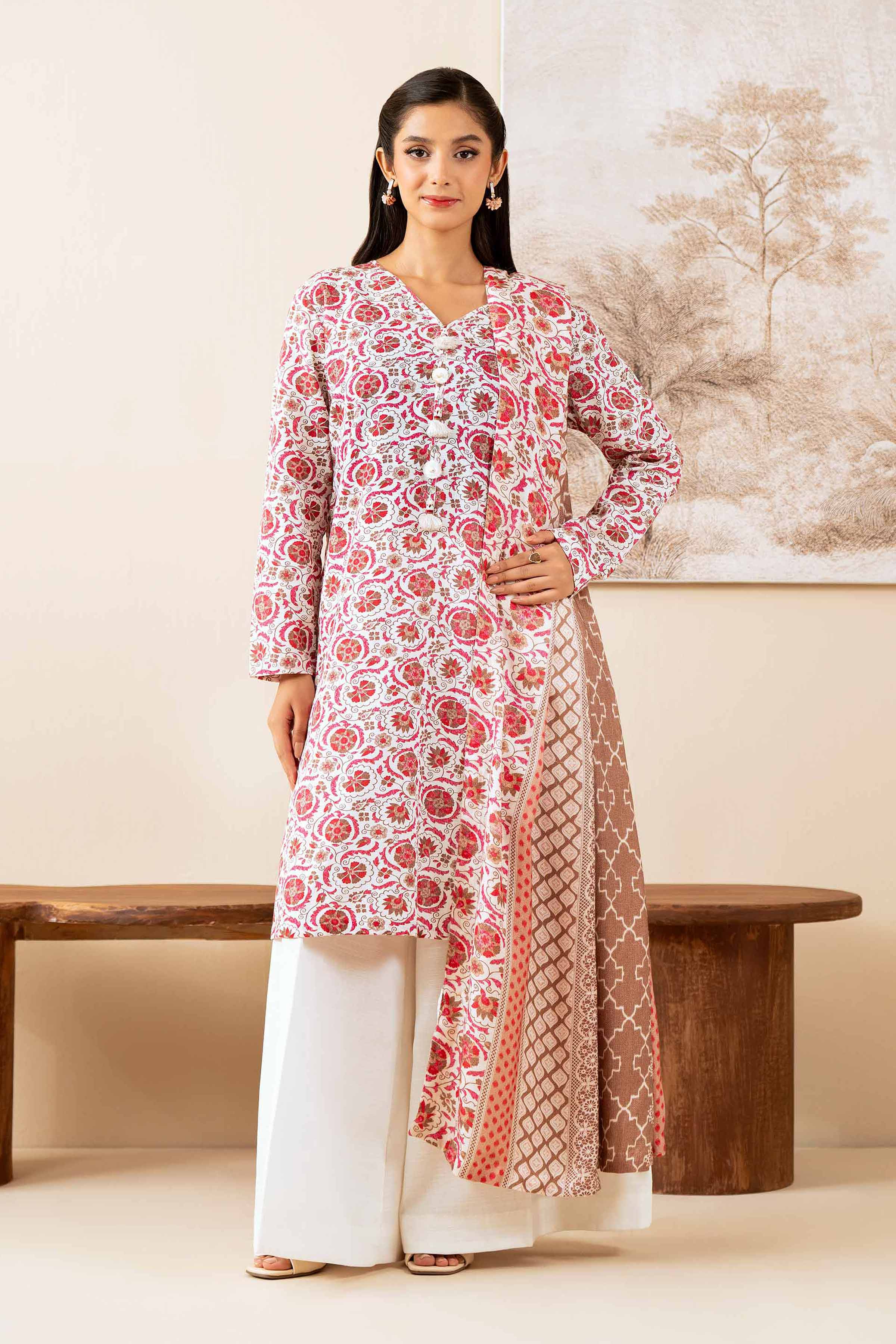 NISHATUAE - Multi Printed Khaddar 3-piece Unstitched Suit