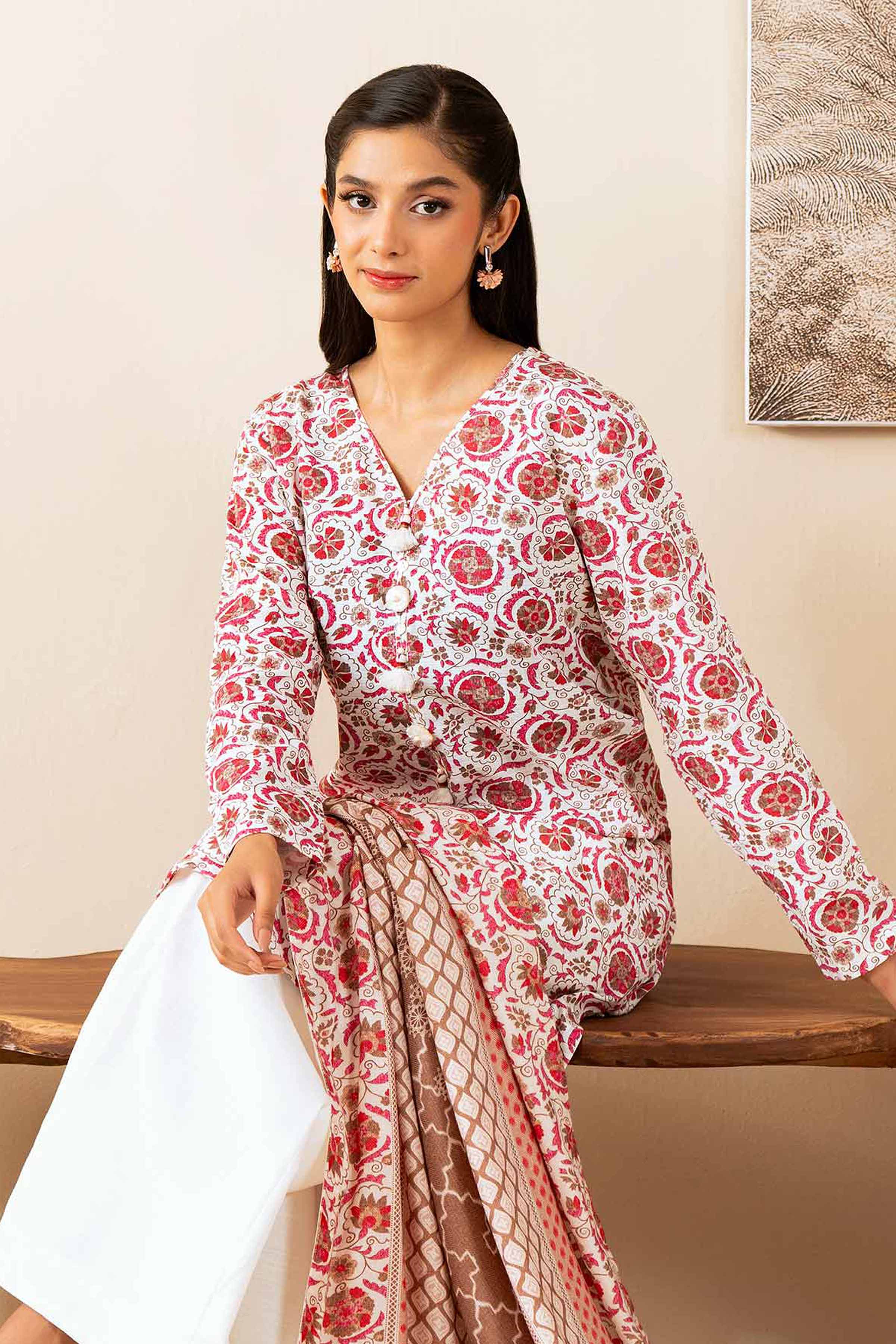NISHATUAE - Multi Printed Khaddar 3-piece Unstitched Suit