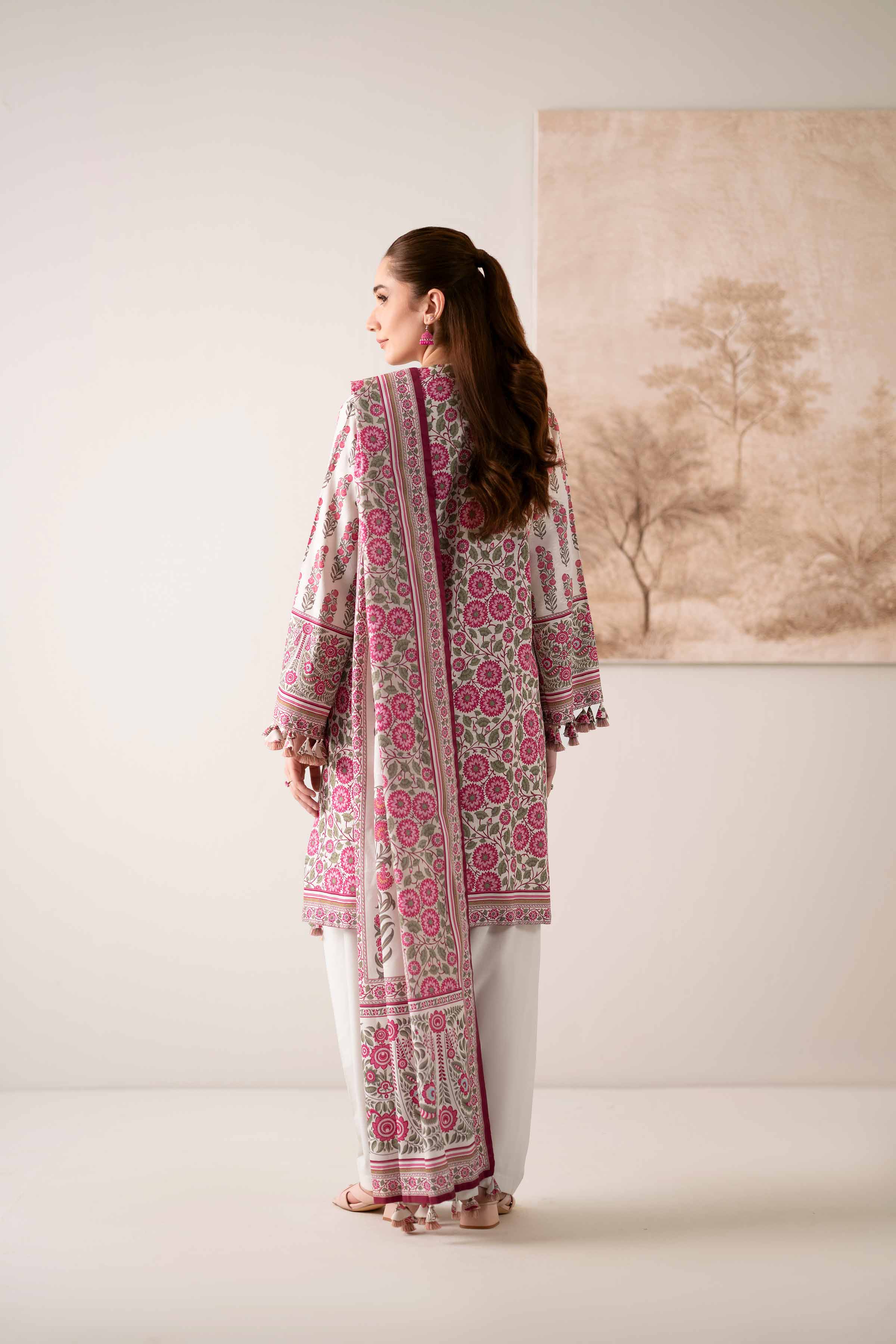 NISHATUAE - Cream Printed Jacquard 3-piece Unstitched Suit