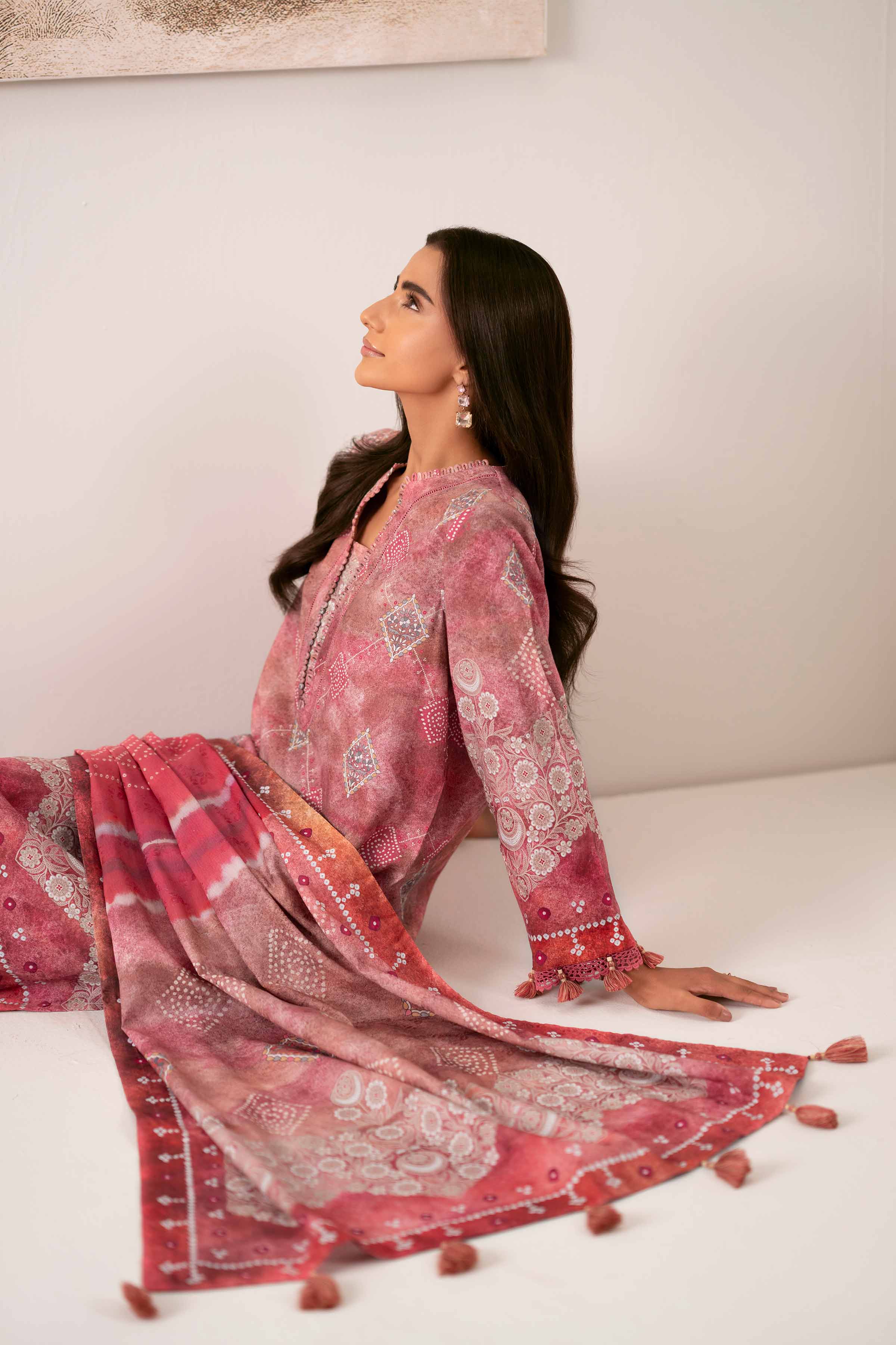 NISHATUAE - Multi Printed Jacquard 3-piece Unstitched Suit