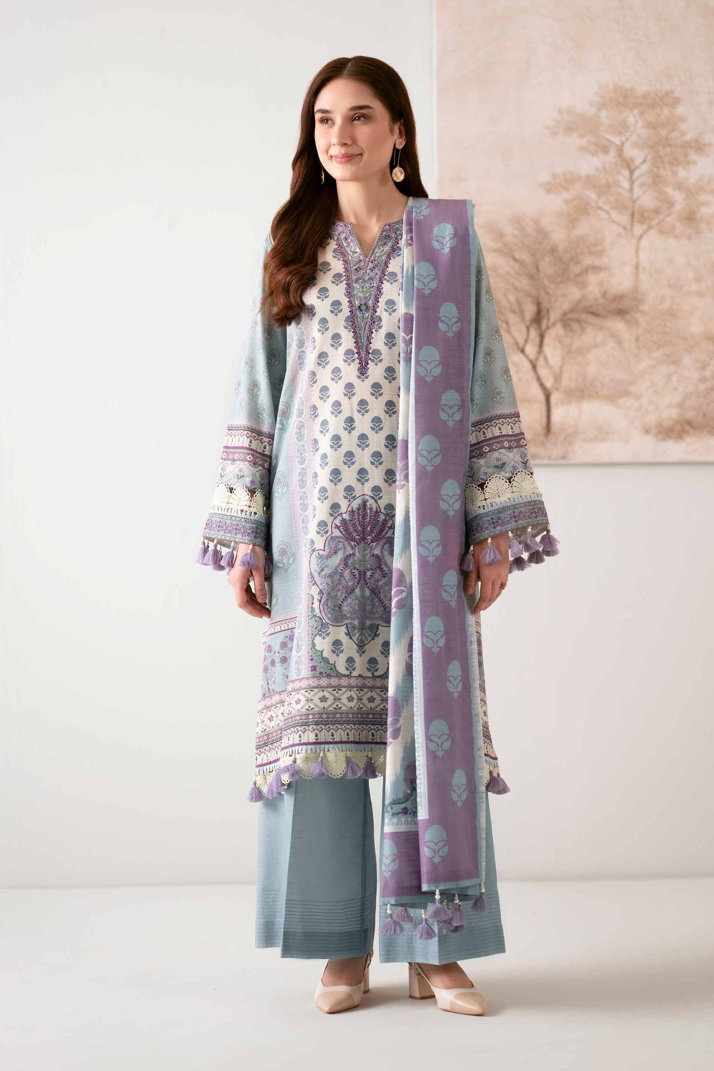 NISHATUAE - Multi Embroidered Khaddar 3-piece Unstitched Suit