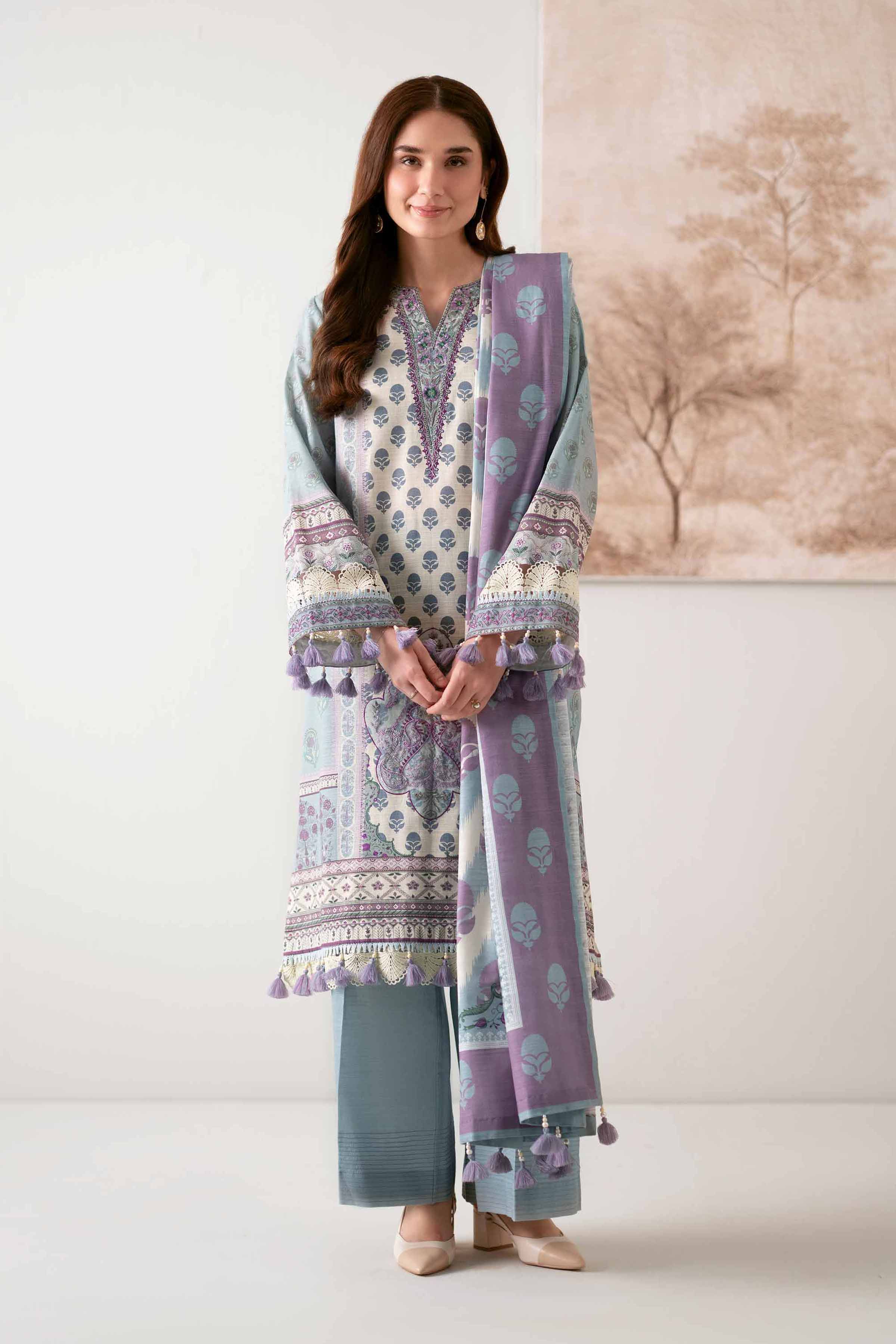 NISHATUAE - Multi Embroidered Khaddar 3-piece Unstitched Suit