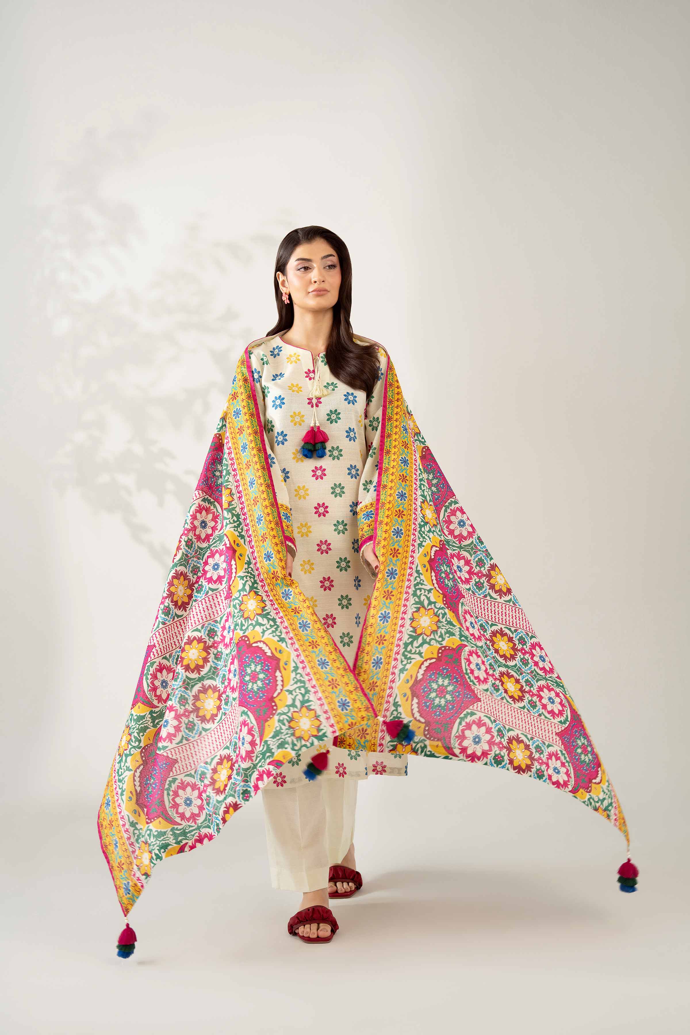 NISHATUAE - Multi Printed Khaddar 3-piece Unstitched Suit