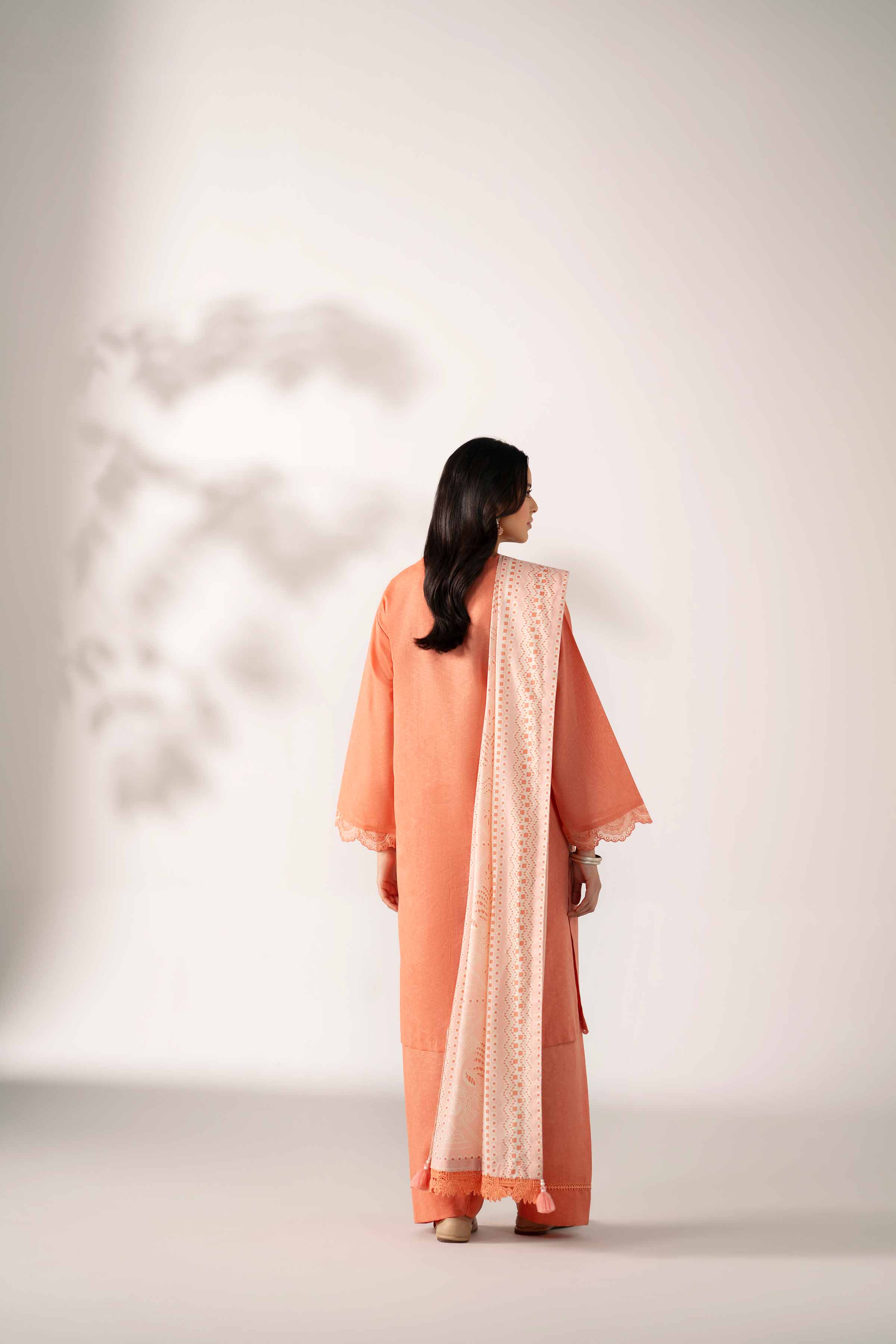 NISHATUAE - Coral Embroidered Karandi 3-piece Unstitched Suit