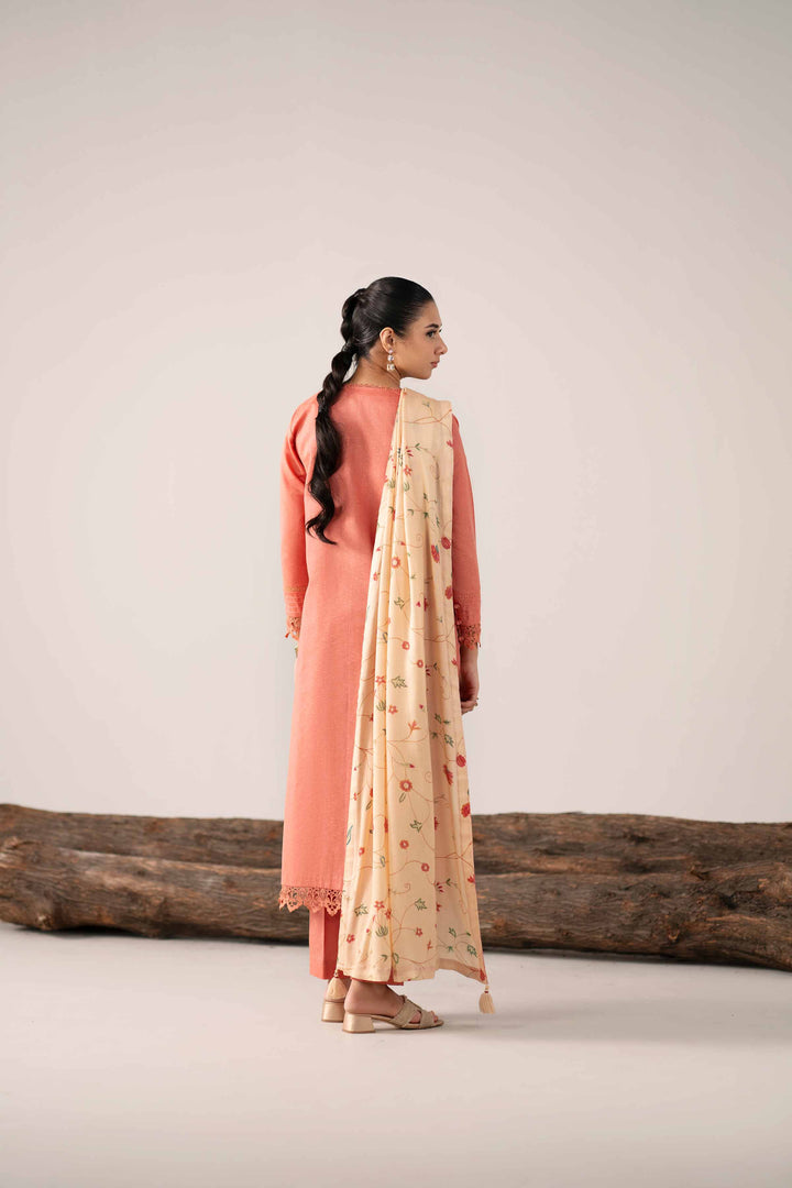 NishatUAE -  Pink Embroidered Karandi 3-piece Unstitched Suit