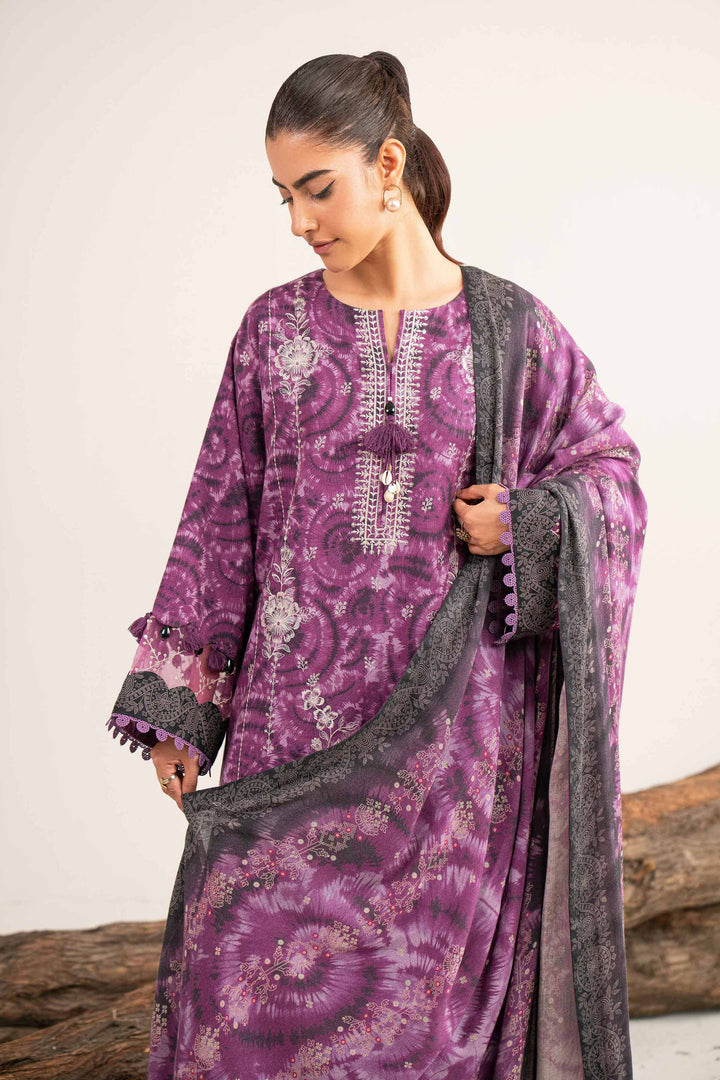 NishatUAE -  Purple & Mauve Embroidered Karandi 3-piece Unstitched Suit