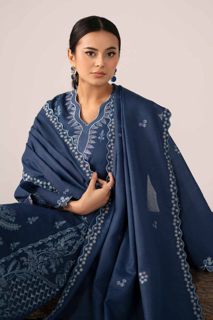 NishatUAE -  Blue Embroidered Khaddar 3-piece Unstitched Suit