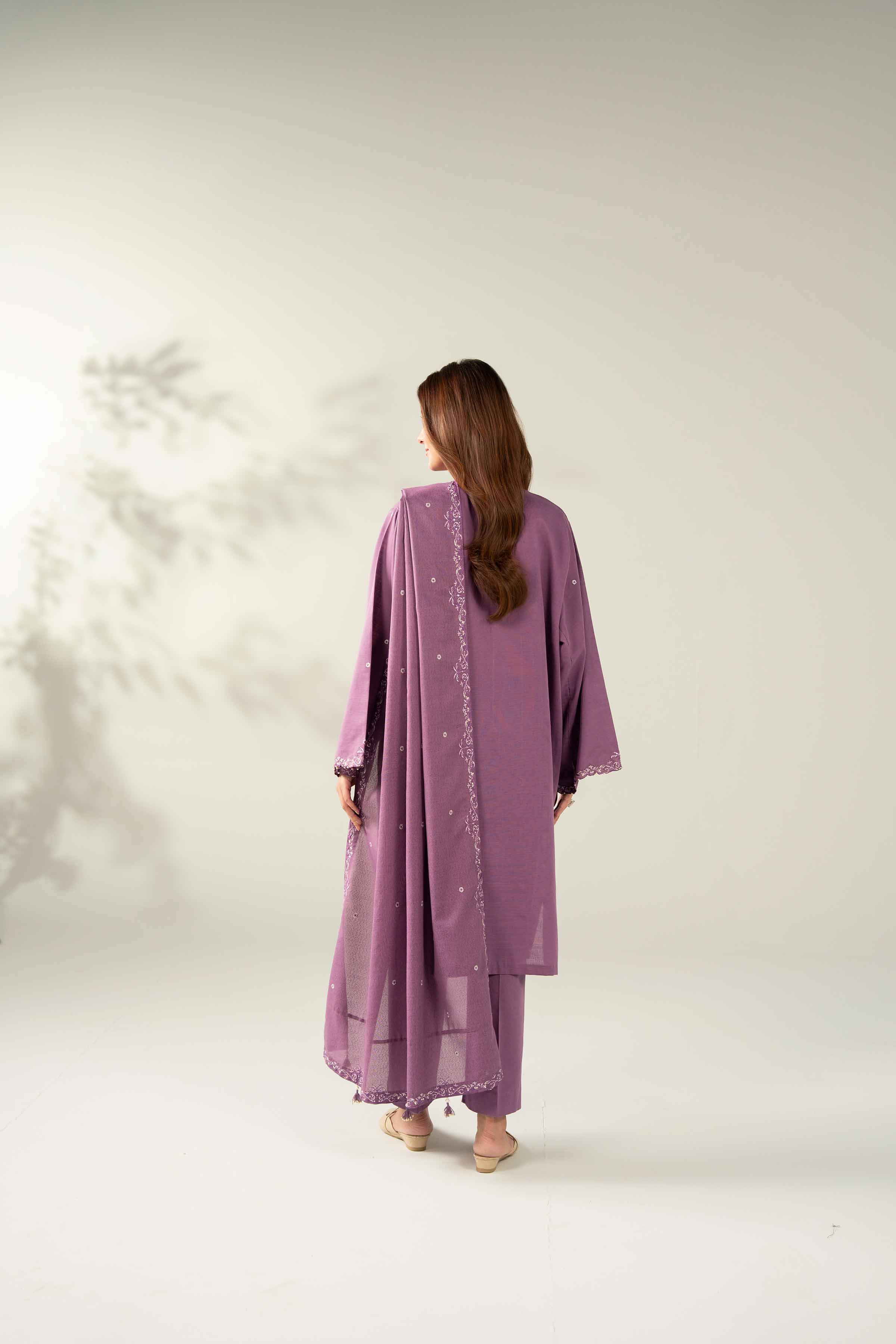 NishatUAE - Purple Embroidered Khaddar 3-piece Unstitched Suit