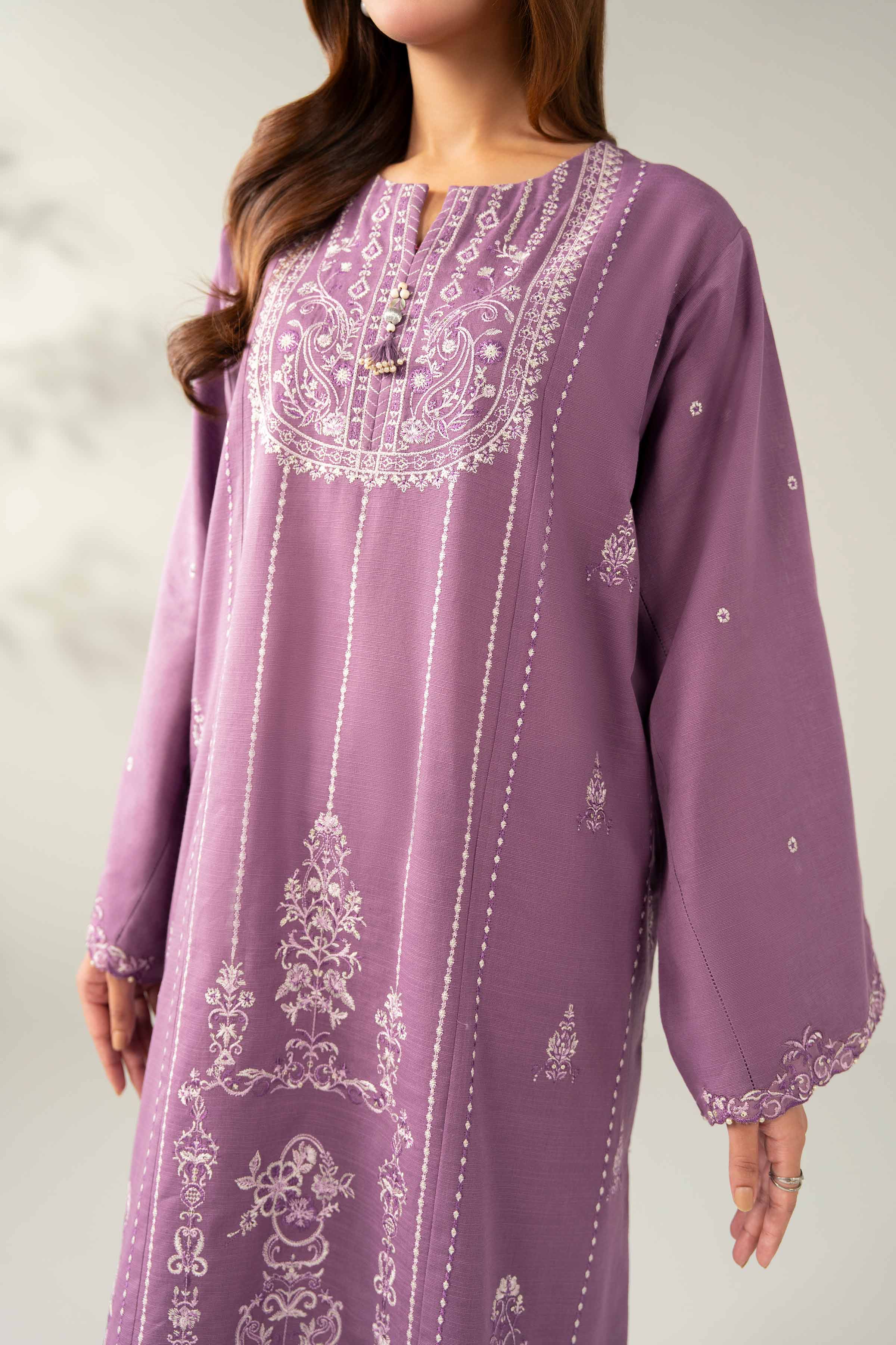 NishatUAE - Purple Embroidered Khaddar 3-piece Unstitched Suit
