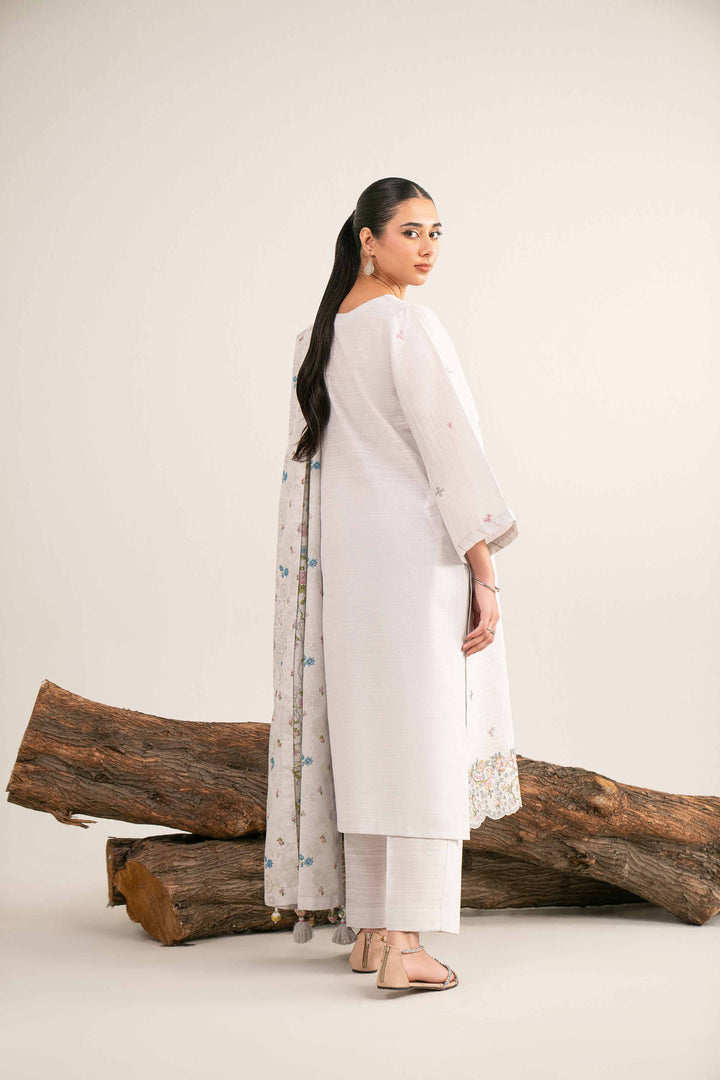 NishatUAE -  Grey Embroidered Khaddar 3-piece Unstitched Suit