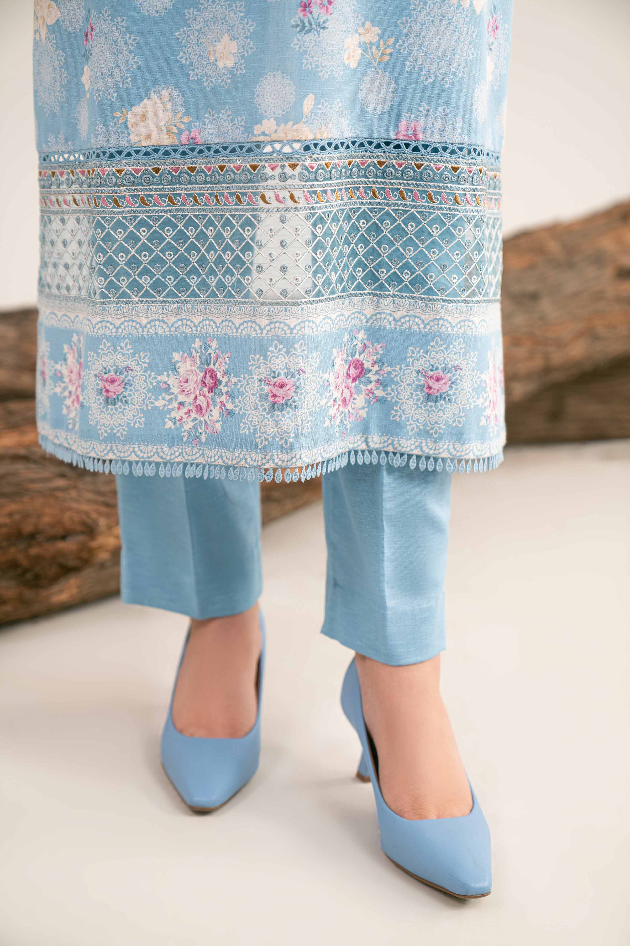 NishatUAE -  Blue Embroidered Karandi 3-piece Unstitched Suit