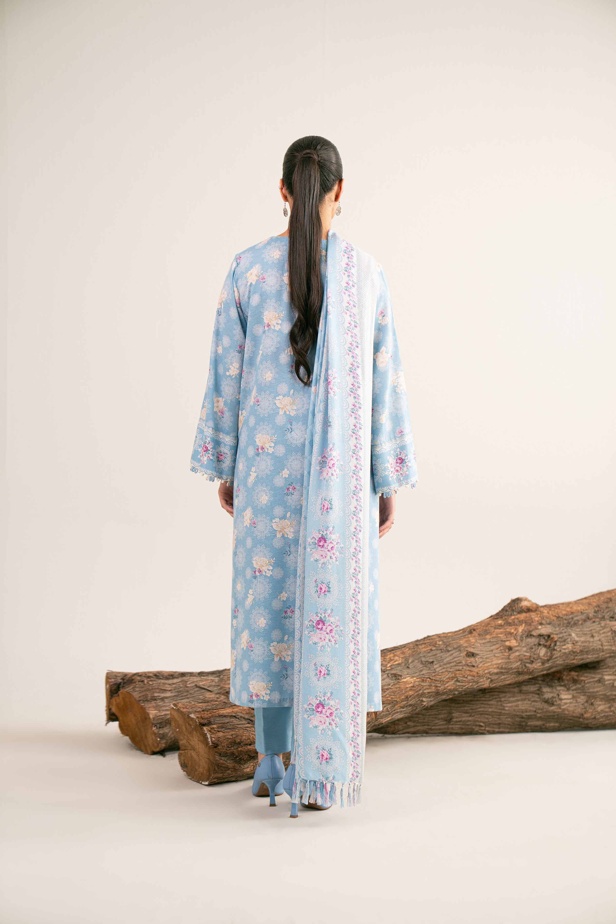 NishatUAE -  Blue Embroidered Karandi 3-piece Unstitched Suit