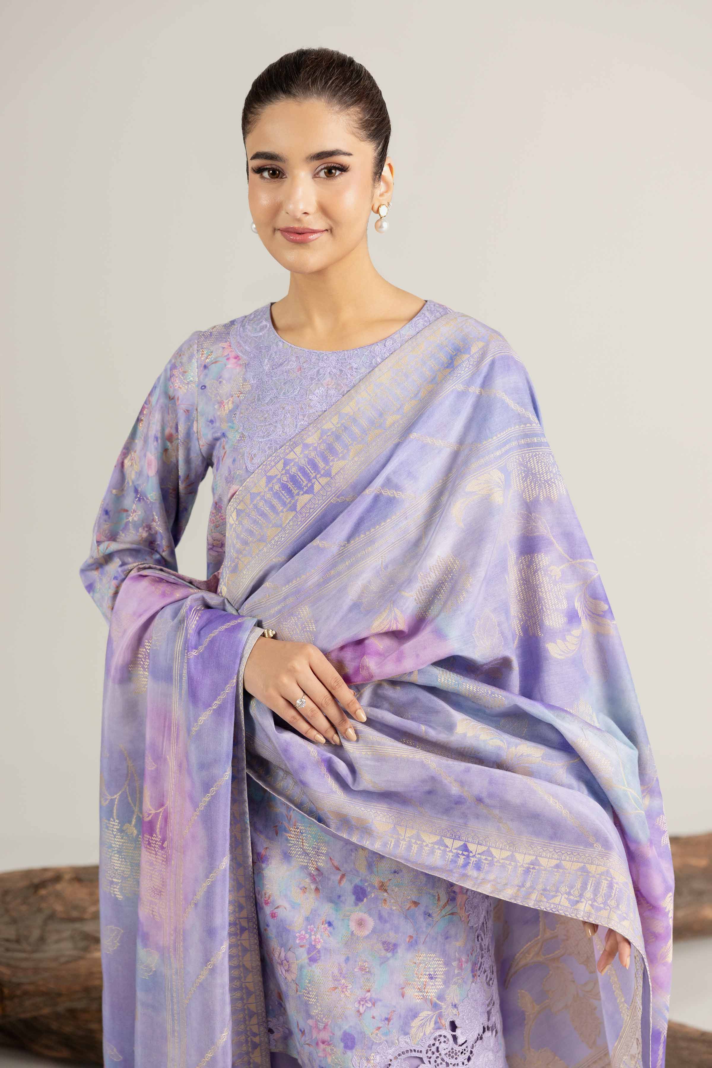 NishatUAE -  Purple Embroidered Jacquard 3-piece Unstitched Suit