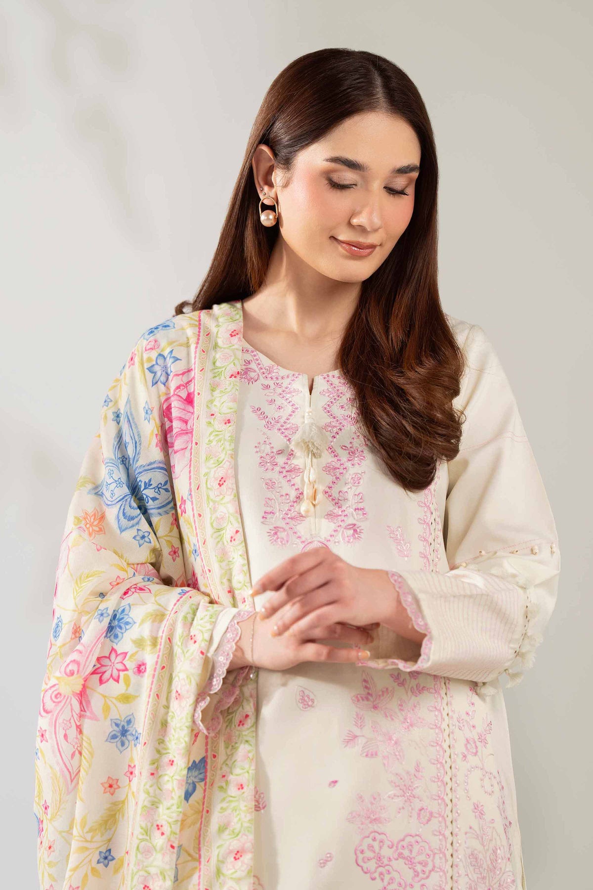 3 Piece - Digital Printed Embroidered Suit  - 42503681