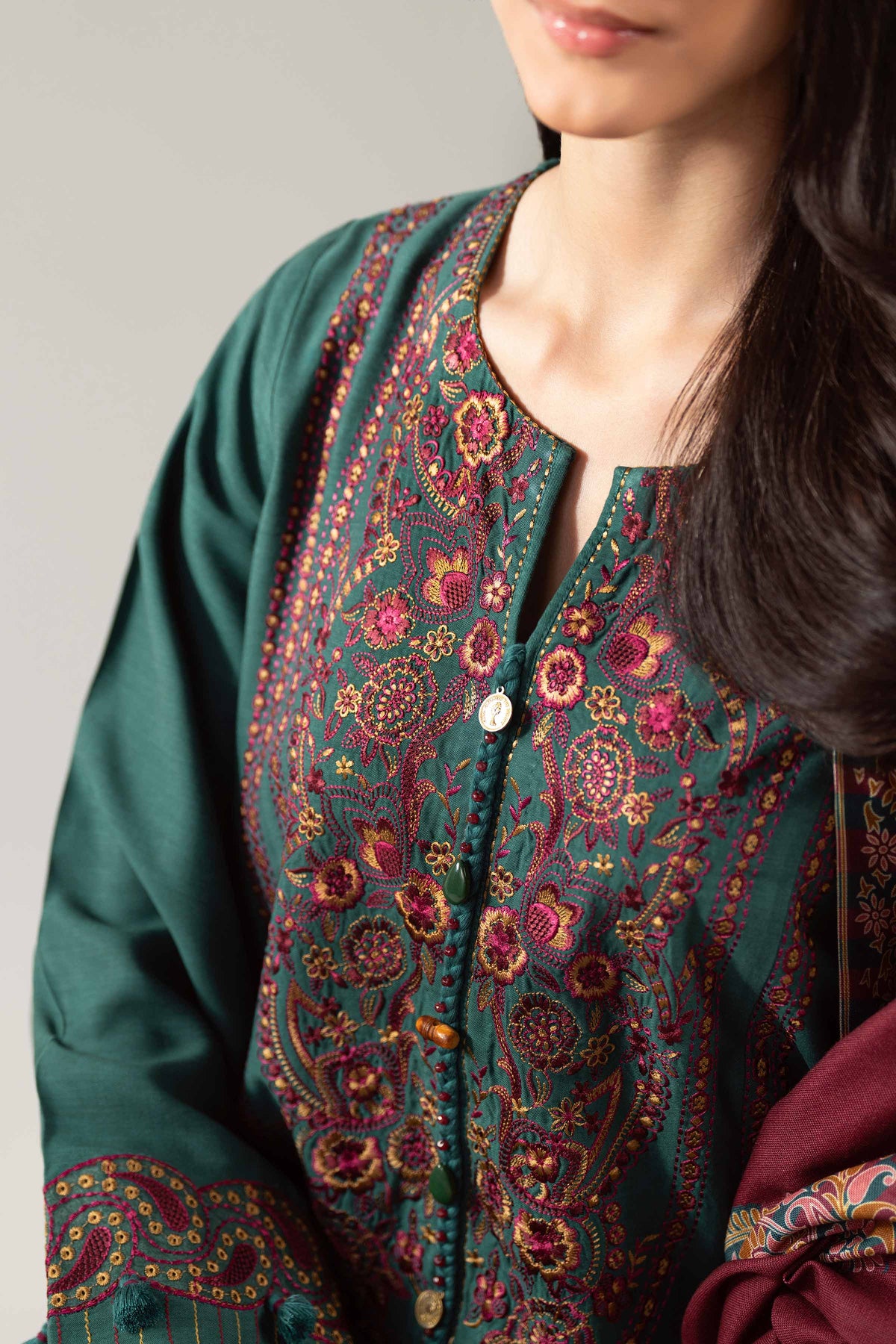 3 Piece - Digital Printed Embroidered Suit  - 42503682