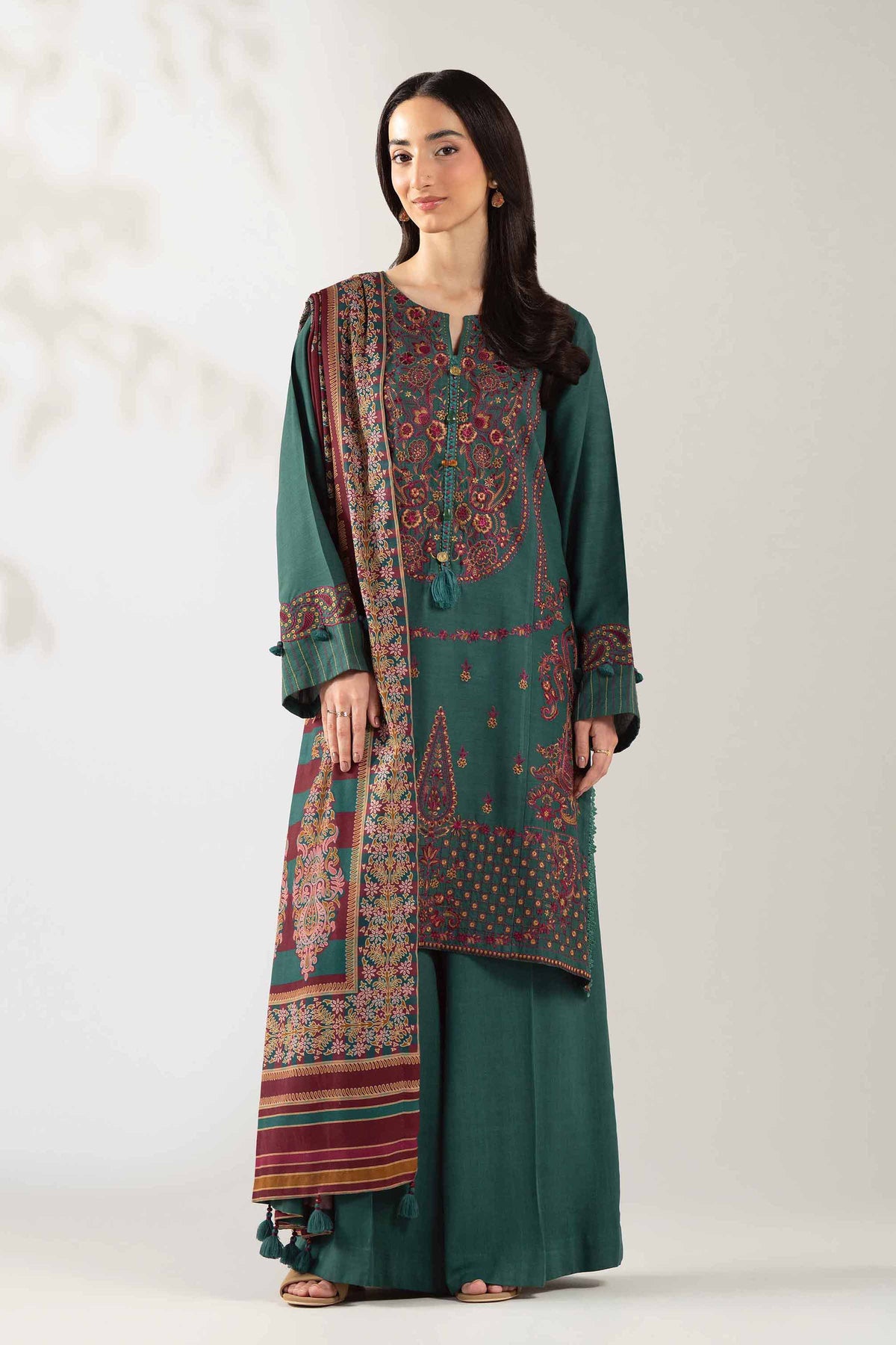 3 Piece - Digital Printed Embroidered Suit  - 42503682