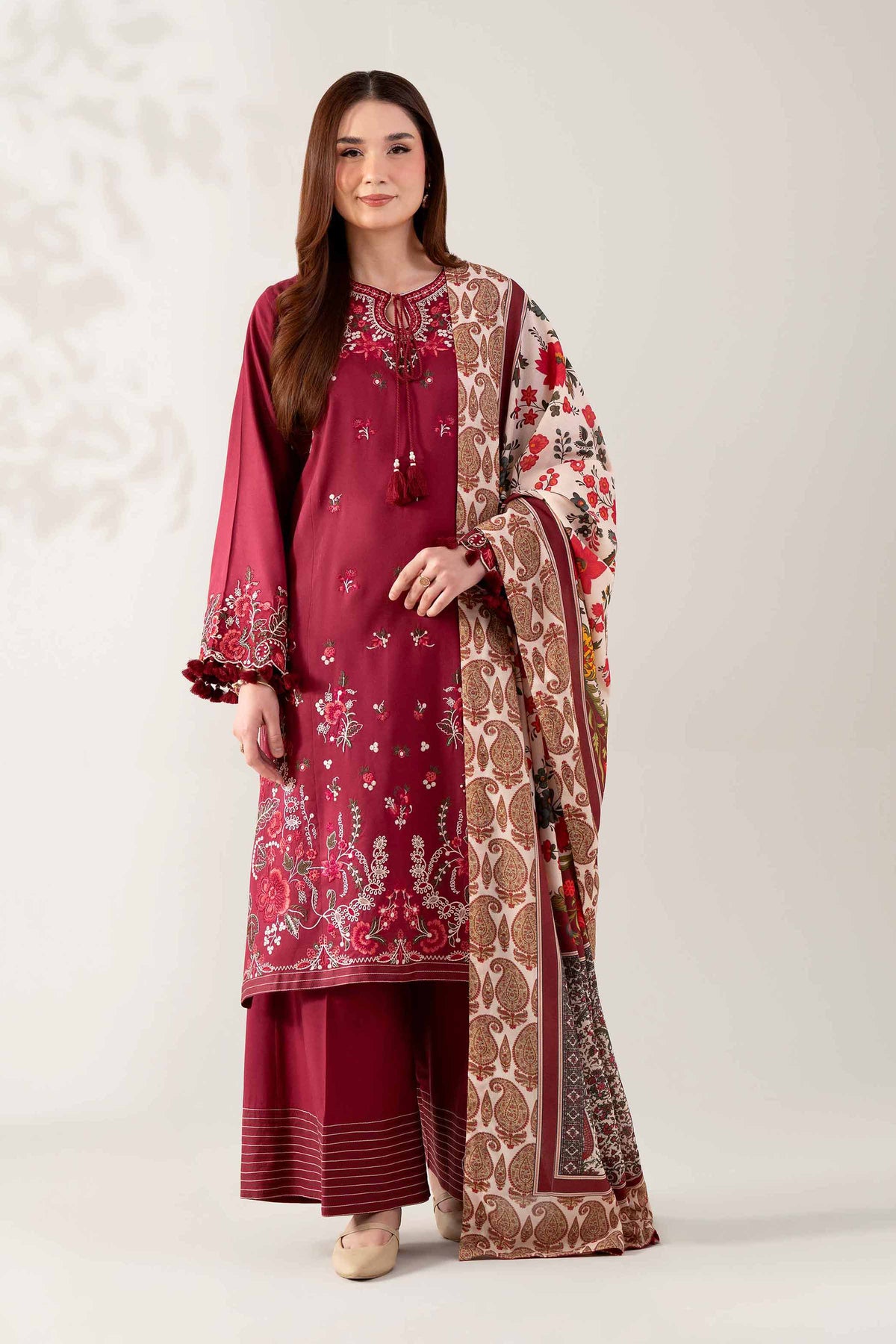 3 Piece - Digital Printed Embroidered Suit  - 42503684
