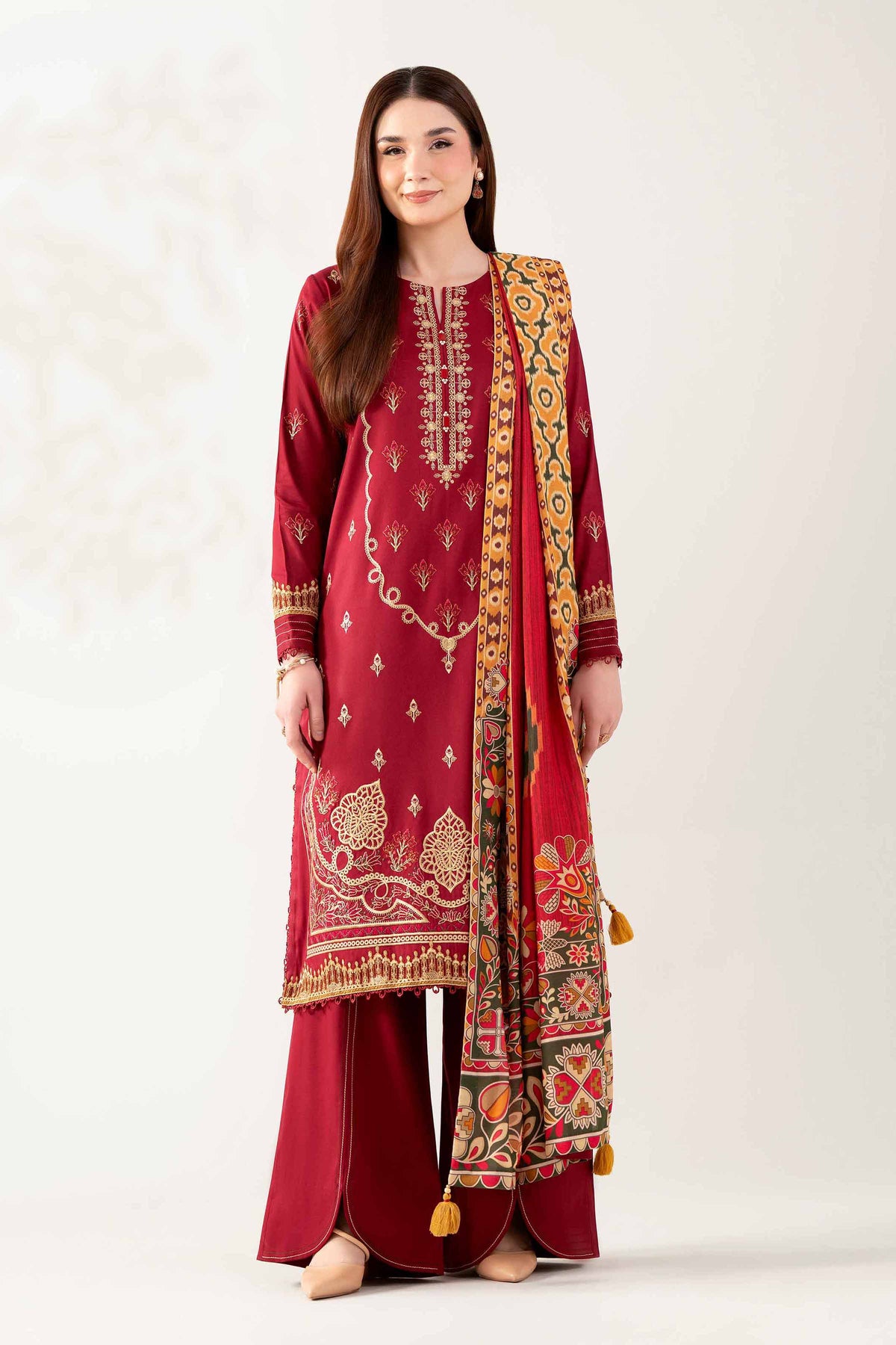 3 Piece - Digital Printed Embroidered Suit  - 42503687