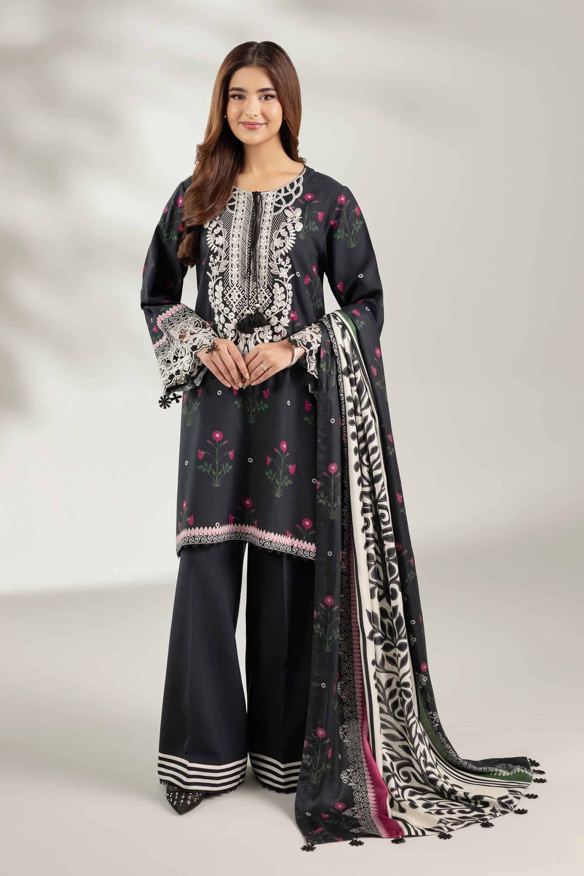 3 Piece - Printed Embroidered Suit  - 42503691
